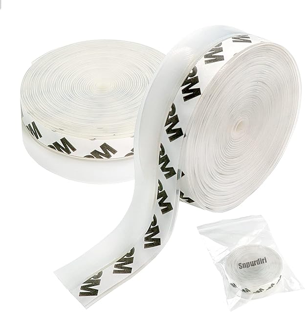 Door and Windows Strip Bottom, House and Glass Shower Door Seal StripWeather Stripping Silicone Door Seal StripSilicone Sealing Sticker for Doors and Windows, 35MM, 5m(16.4Feet)