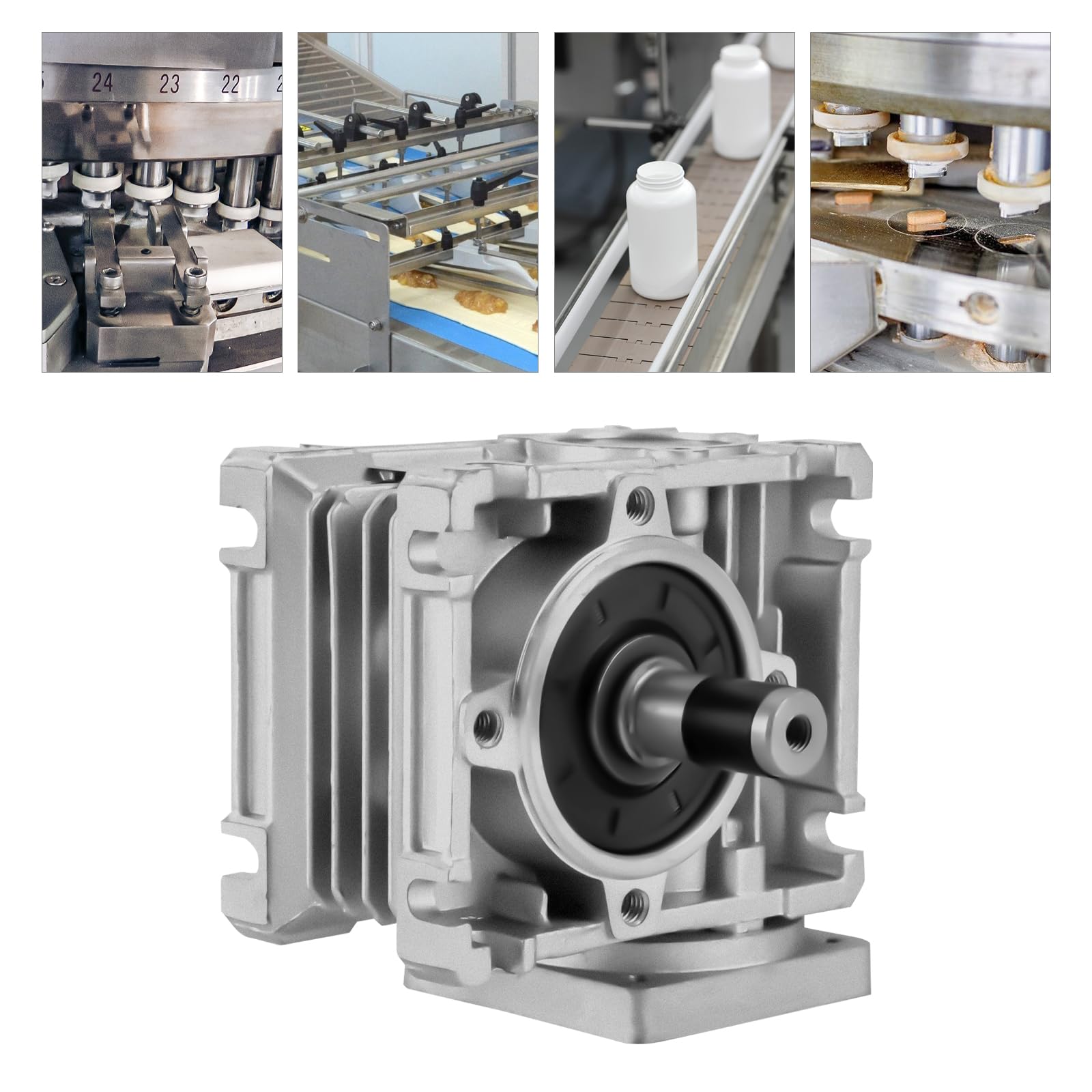 Schneckengetriebe NMRV-030 10:1 Aluminiumlegierung Untersetzungsgetriebe Silber Worm gearbox Schneckenmotor Hohe Drehmoment Schneckengetriebe
