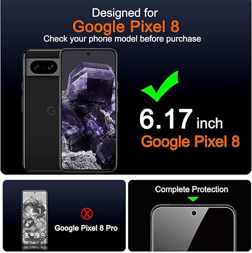 Miniatura 2 de Ferilinso Paquete de 4 protectores de pantalla de privacidad para Google Pixel 8 con 4 protectores de lente de cámara de vidrio templado, accesorios