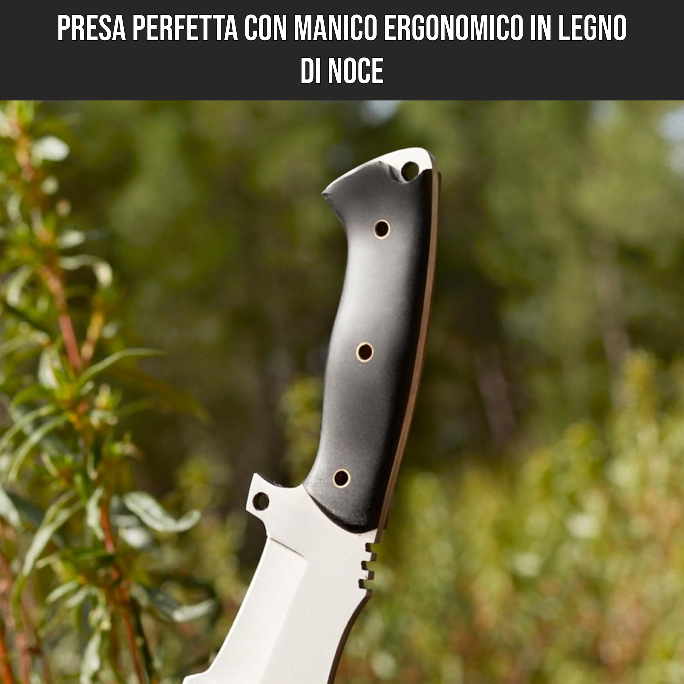 BIGCAT ROAR Black Jaguar Tracker D2 - Coltello Tracker Artigianale in Acciaio D2 30 5 cm - Manico in Micarta e Fodero in Cuoio - Bushcraft Campeggio Sopravvivenza - Regalo Uomo Cacciatore
