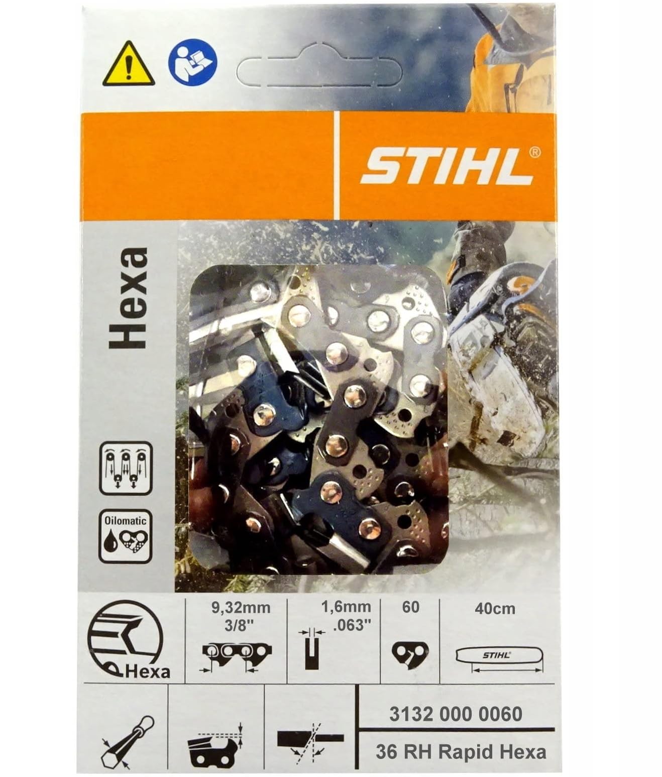 Stihl 31320000060 Sägekette 36 RH Rapid Hexa 3/8 1,6mm