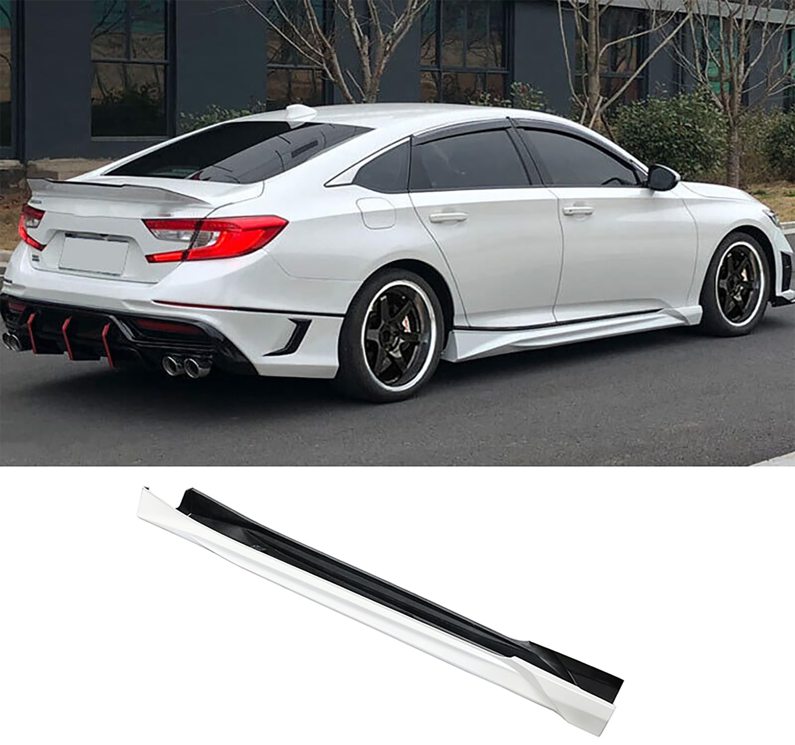 YOUNGERCARSide Skirts Fit for 2018-2022 10th Gen Honda Accord Lower Side Extension Bottom Line Add-on JDM Skirt Extensions Panel Splitter White ABS Painted