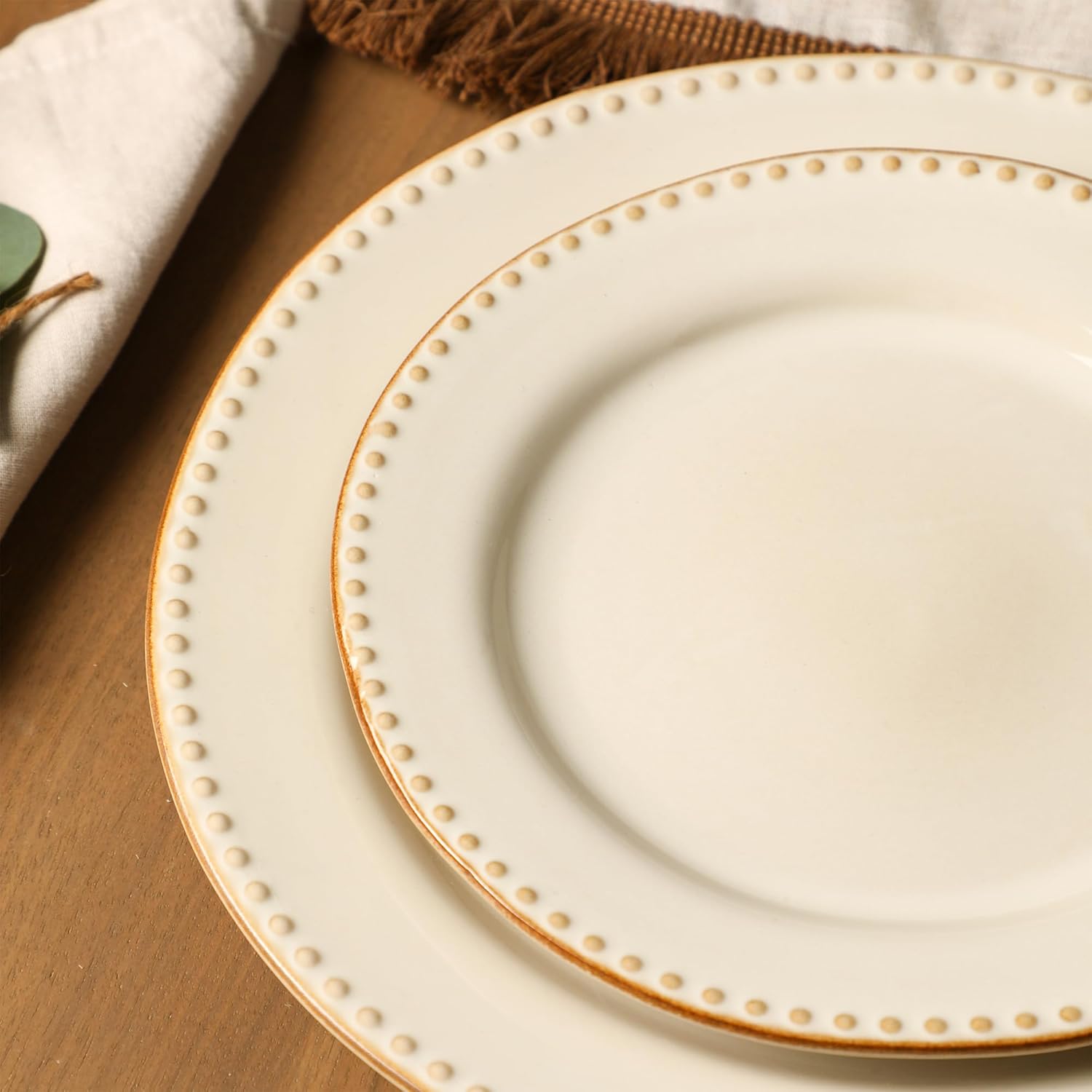 Stone Lain Comet 12-Piece Dinnerware Set Stoneware, Plates and Bowls Set, Dishwasher and Microwave Safe, Dish Set for 4, Cream