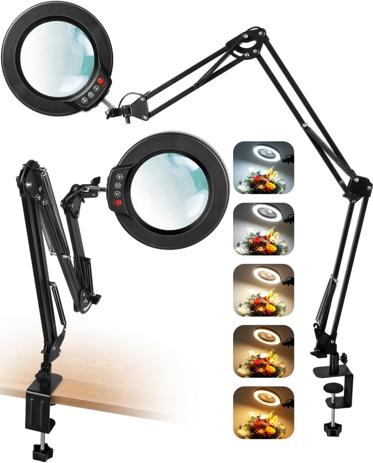 10X Magnifying Glass with Light and Clamp,...