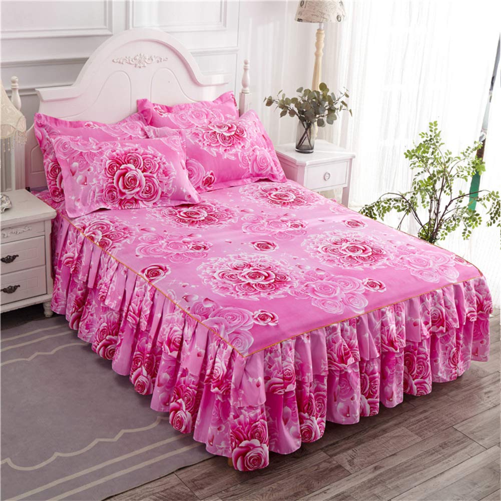 Jupe de lit dentelle XY&YD 200x220cm couvre-lit princesse plissé