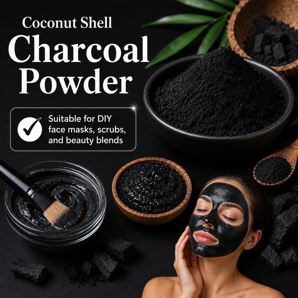 Coconut Shell Charcoal Powder (0.5 lbs / 227 g) – Ideal for Teeth Cleaning, Face Masks, Scrubs and Soap Making