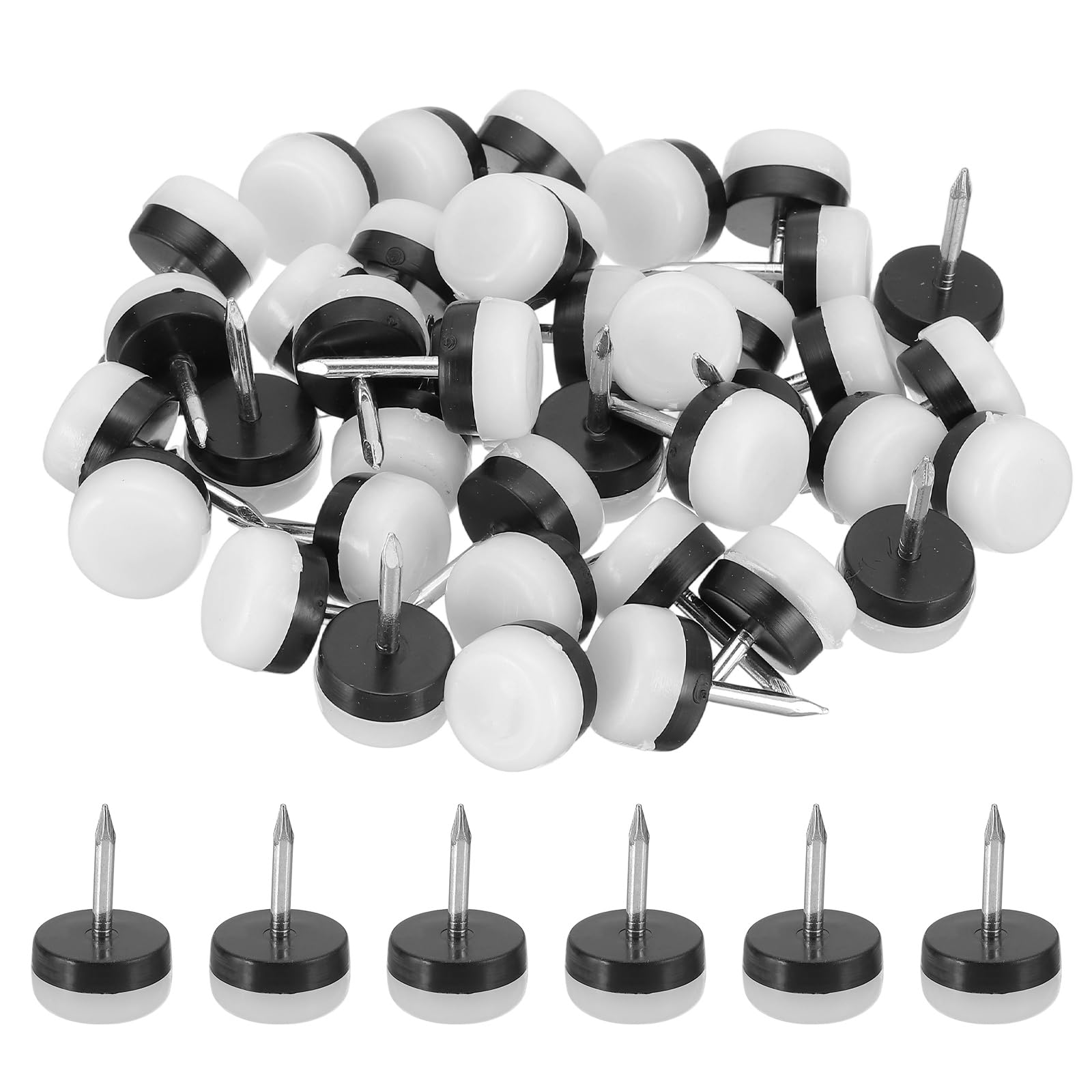 PATIKIL Furniture Sliders 16mm, 40pcs Nail on Chair Leg Floor Protectors Furniture Glider Pads for Easy Moving on Carpet Hardwood Tile, White — image 1
