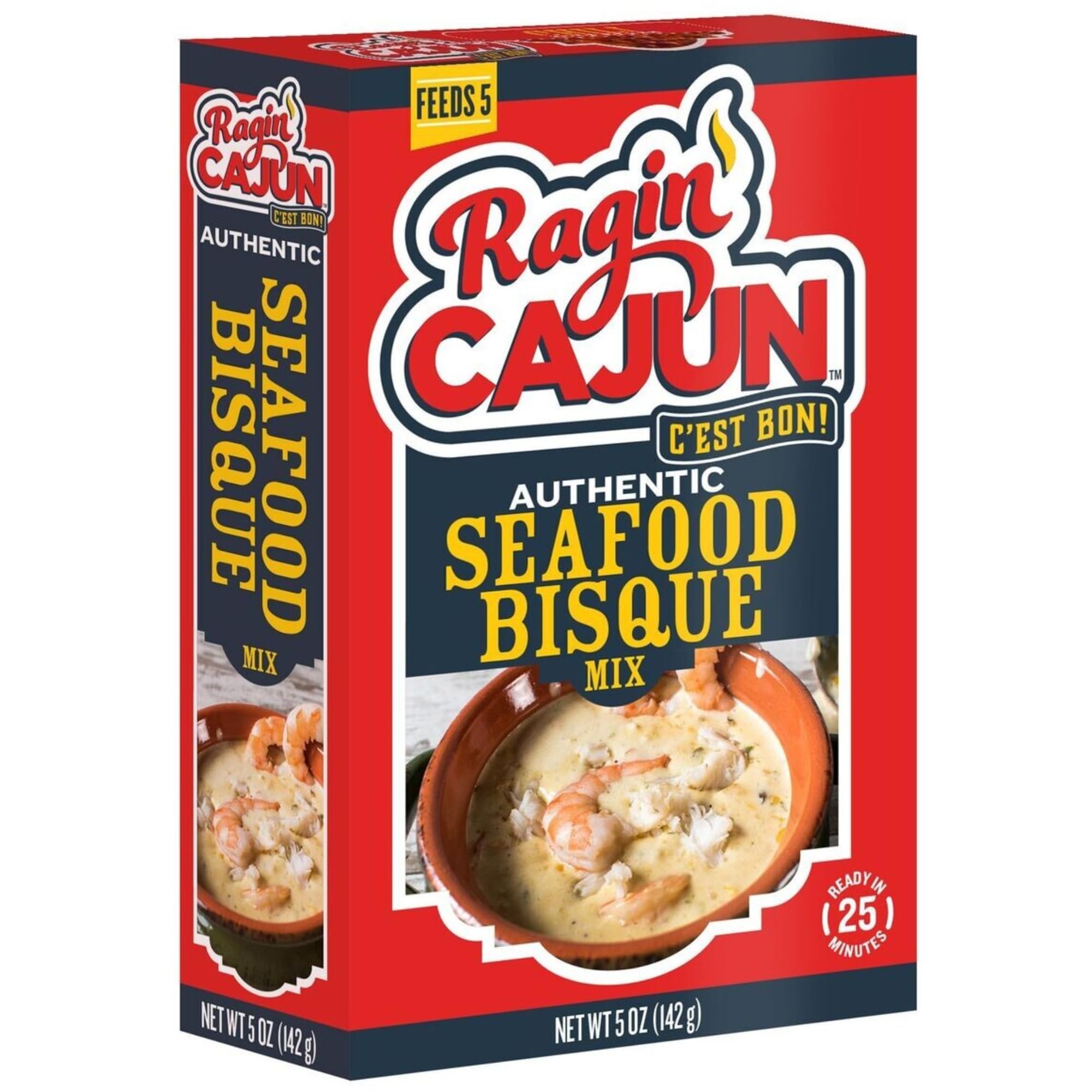 Ragin' Cajun Rich Seafood Bisque Mix - 5 oz Box, No MSG, Authentic Louisiana Creole Shrimp Soup, Perfect for Quick Family Meals, Gourmet Crab Crawfish Stew, Easy Cajun Recipe with Premium Creole Flavor