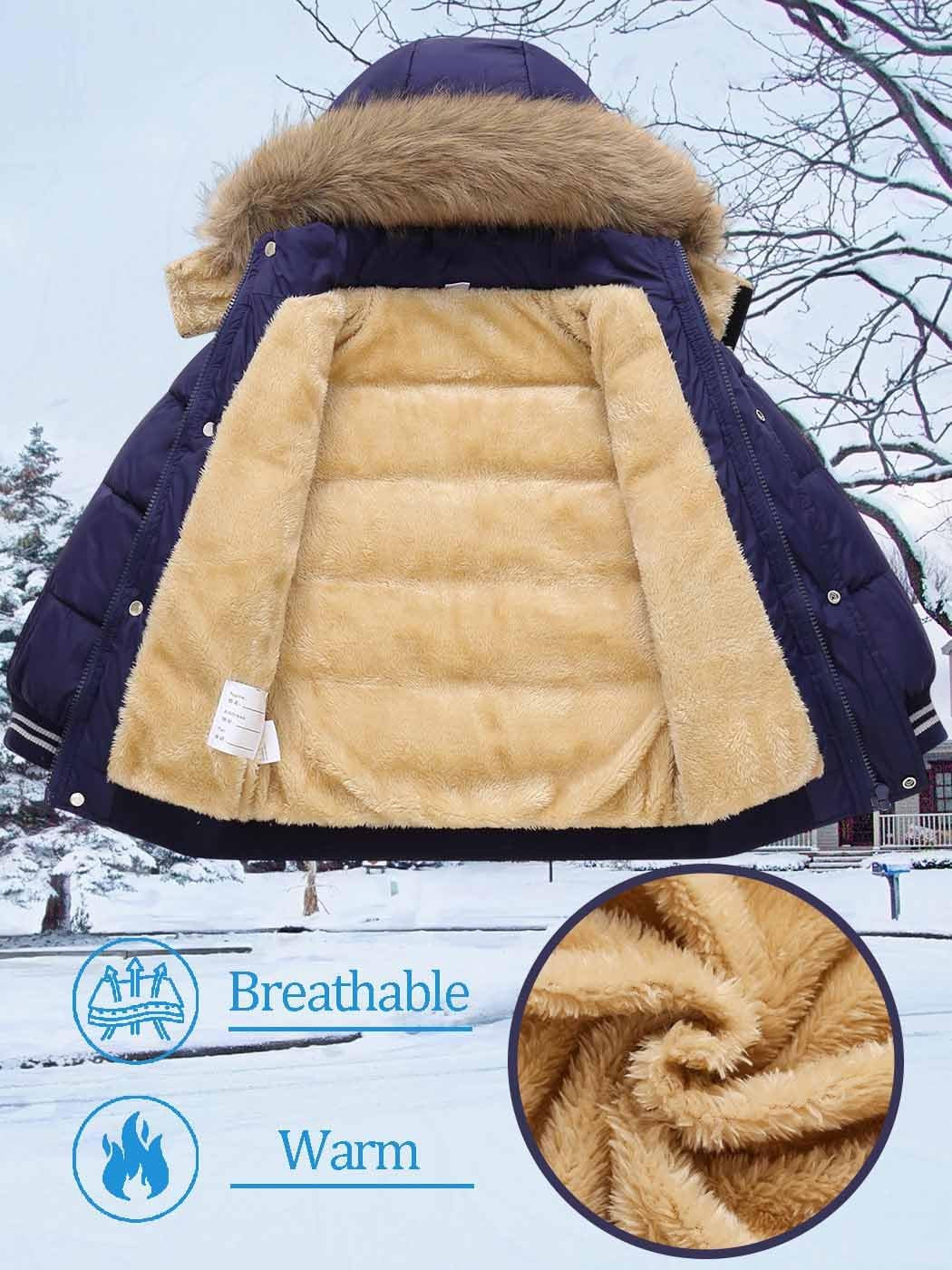 Toddler Winter Thick Hooded Down Jacket Warm Snow Fleece Jackets Baby Boys Girls Outdoor Coat Outwear - Image 4