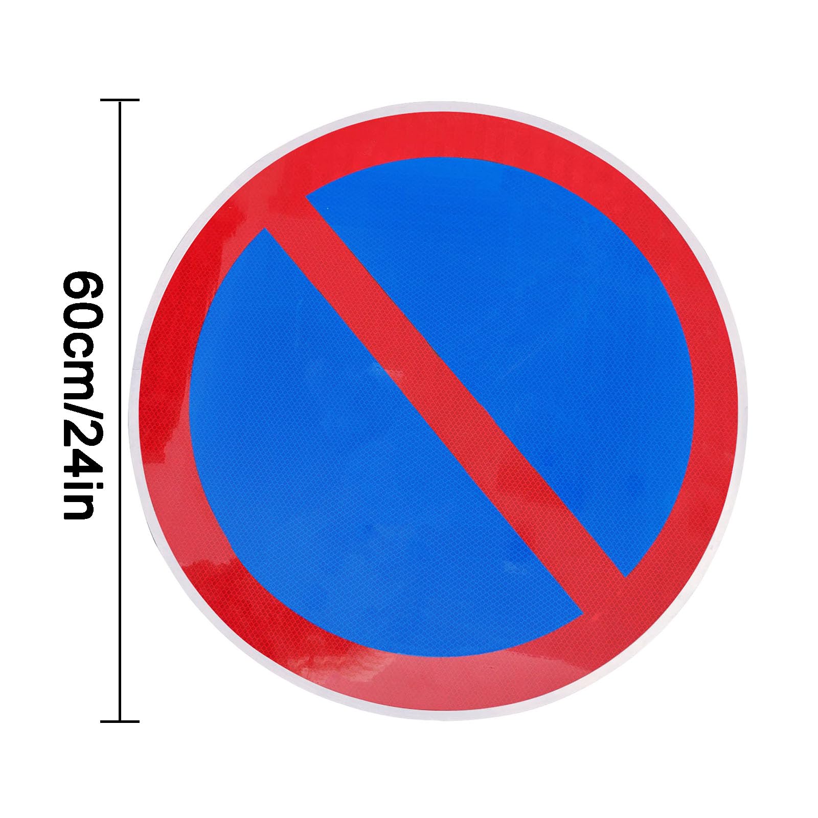Señal prohibido aparcar redonda de metal de 60 cm para exteriores de aluminio duradero resistente a los rayos UV impermeable antioxidante con accesorios (3PCS, 60cm)