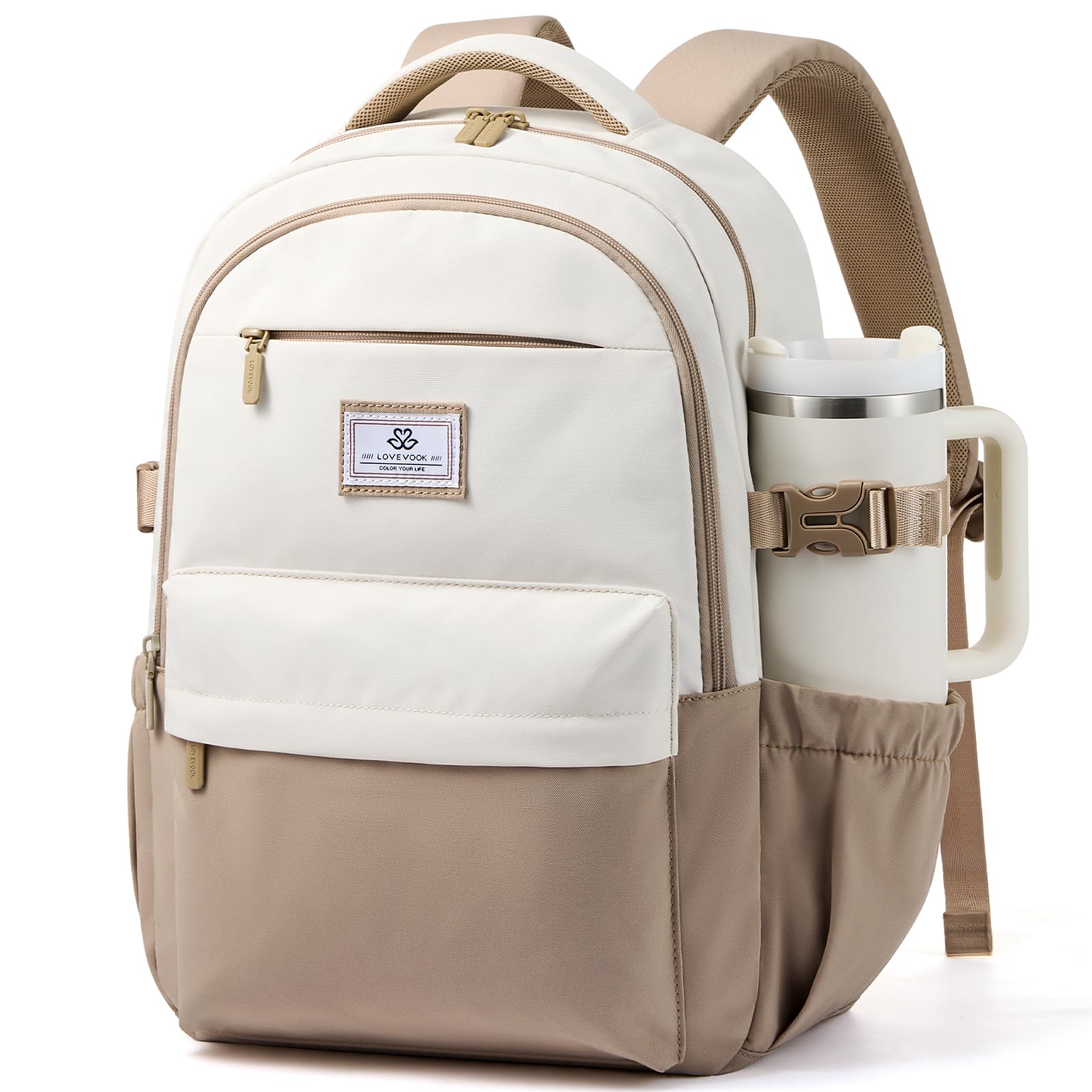 LOVEVOOK Laptop Backpack for Women & Teens, College Bag/40oz Cup Buckle