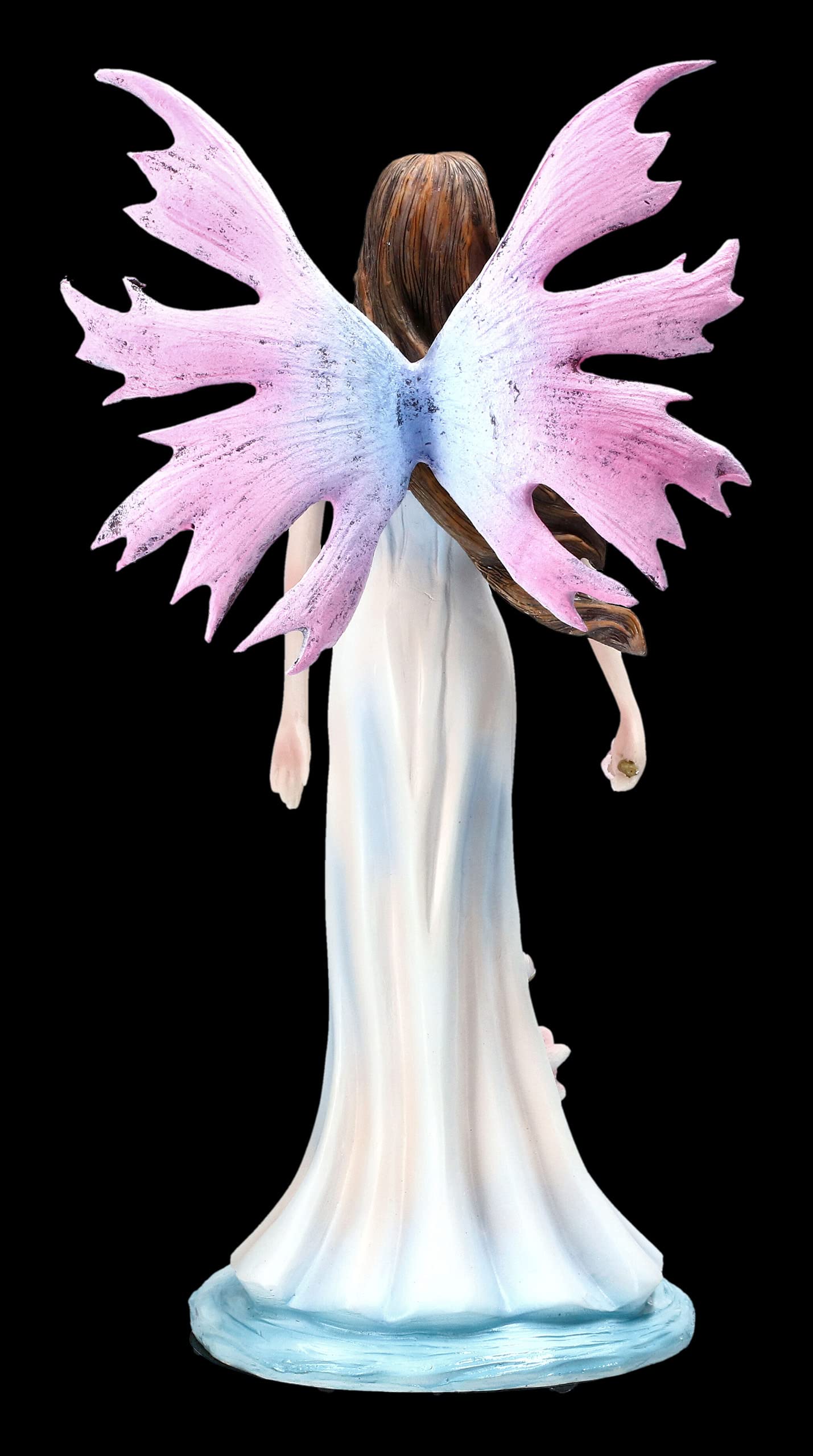 Figura de elfos fauna con alas rosas y nenúfares | Estatua de hadas