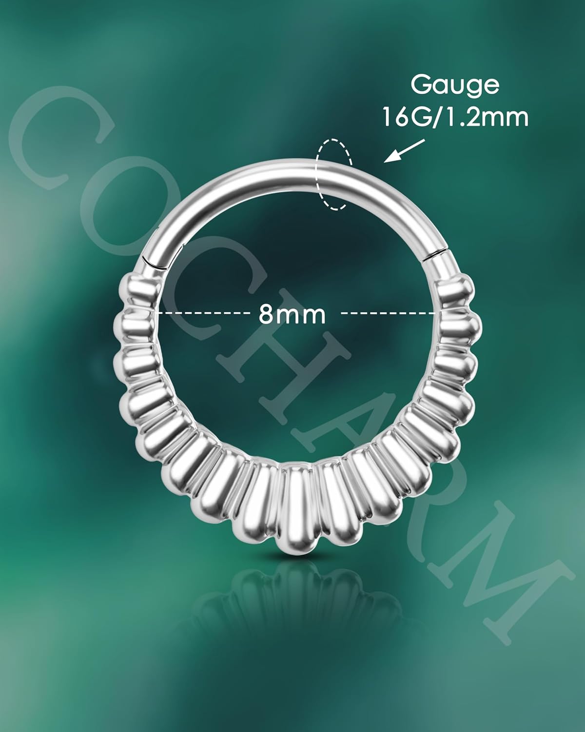 COCHARM V-Shaped Striped Septum Rings,16G Septum Jewelry, Surgical Steel Helix Daith Earrings for Women, Helix Daith Piercing Jewelry - Image 3
