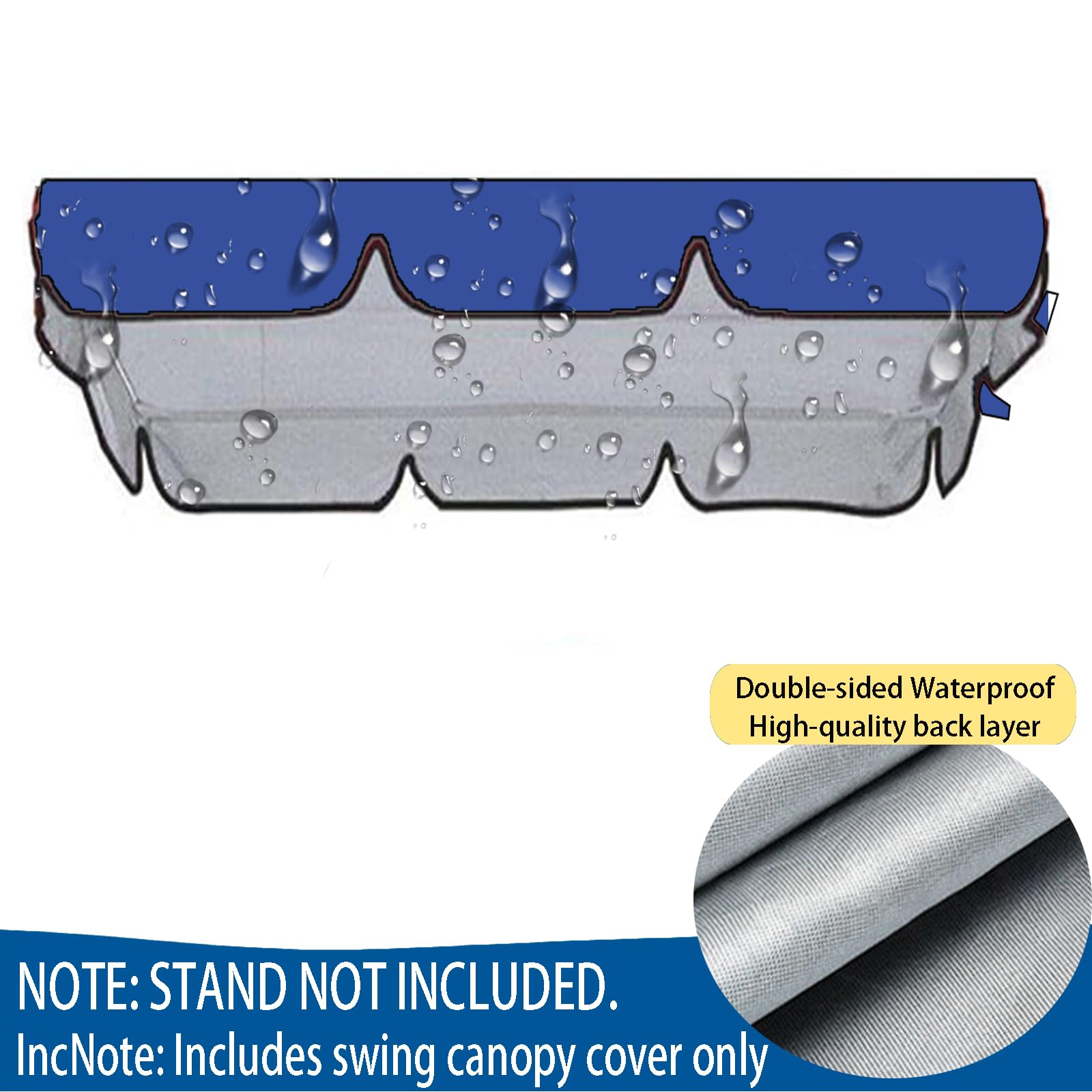 Copertura Dondolo 2/3/4 Posti,Set di Copertura Tetto ondolo 210D Oxford Tessuto di Ricambio per Baldacchino,Tettuccio per Altalena da Giardino mobili da esterno impermeabile Dondolo,Blu,164*114*15cm