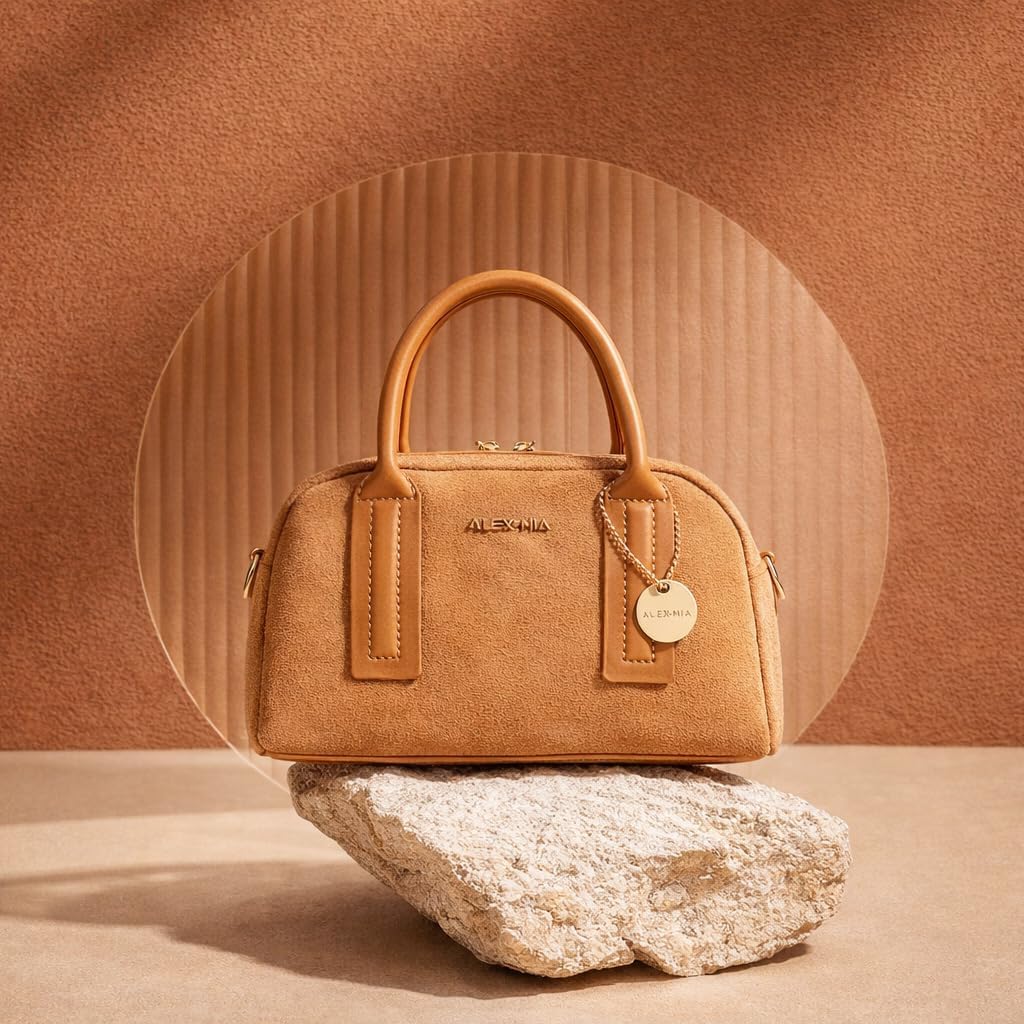 ALEX&MIA Women's Small Suede Crossbody Bags – Vintage Top Handle Handbags with Adjustable Strap, Everyday Versatile Purse - Image 8