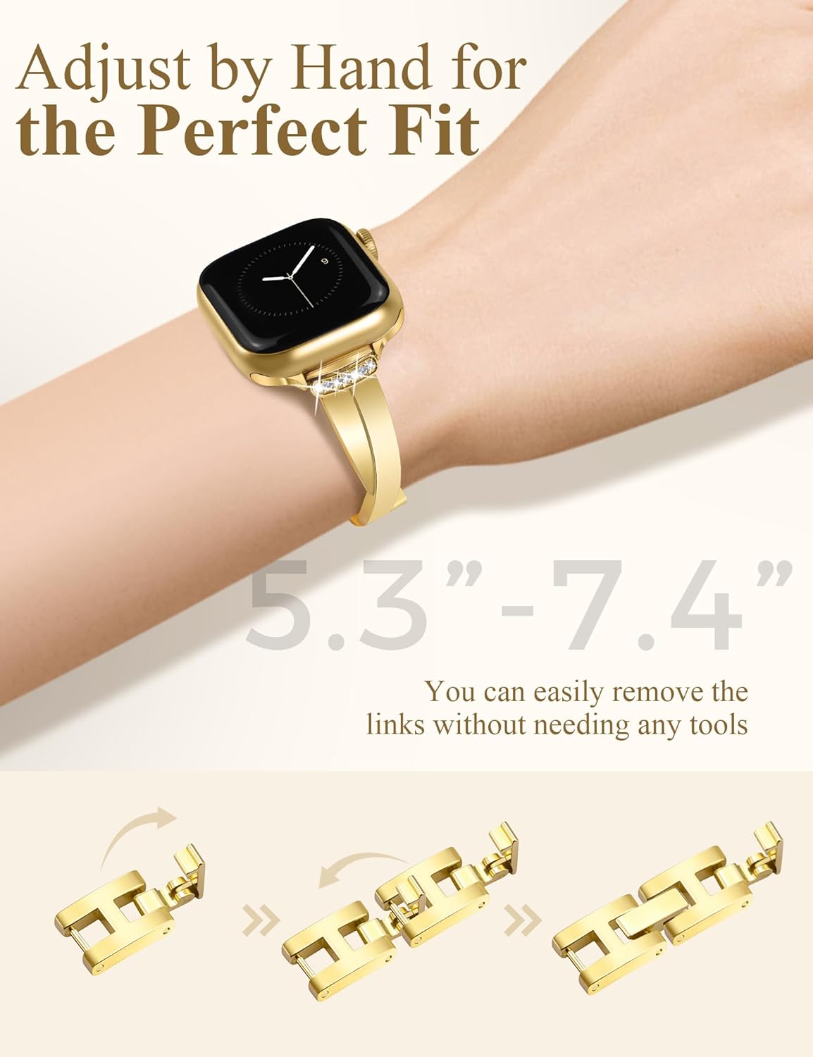 Designer Slim Watch Bands for Women Compatible with Apple Watch 38/40/41/42/44/45/46/49mm Dainty Dressy Cute Bracelet Metal Chain Straps for iWatch Series 11/10/9/8/7/6/5/4/3/2/1/SE/Ultra - Image 5