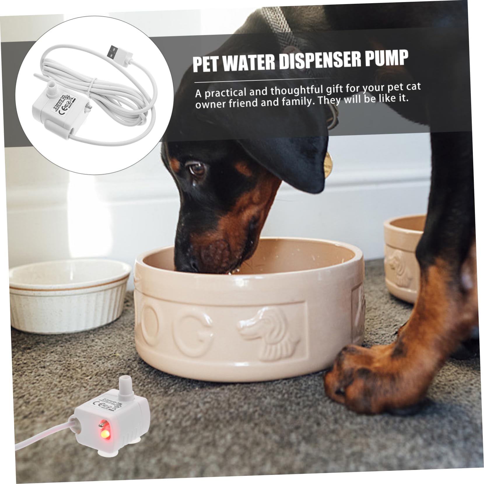 Katzenwassernapfpumpe mit Licht 5v1a, Weiße Abs Dc Pumpe