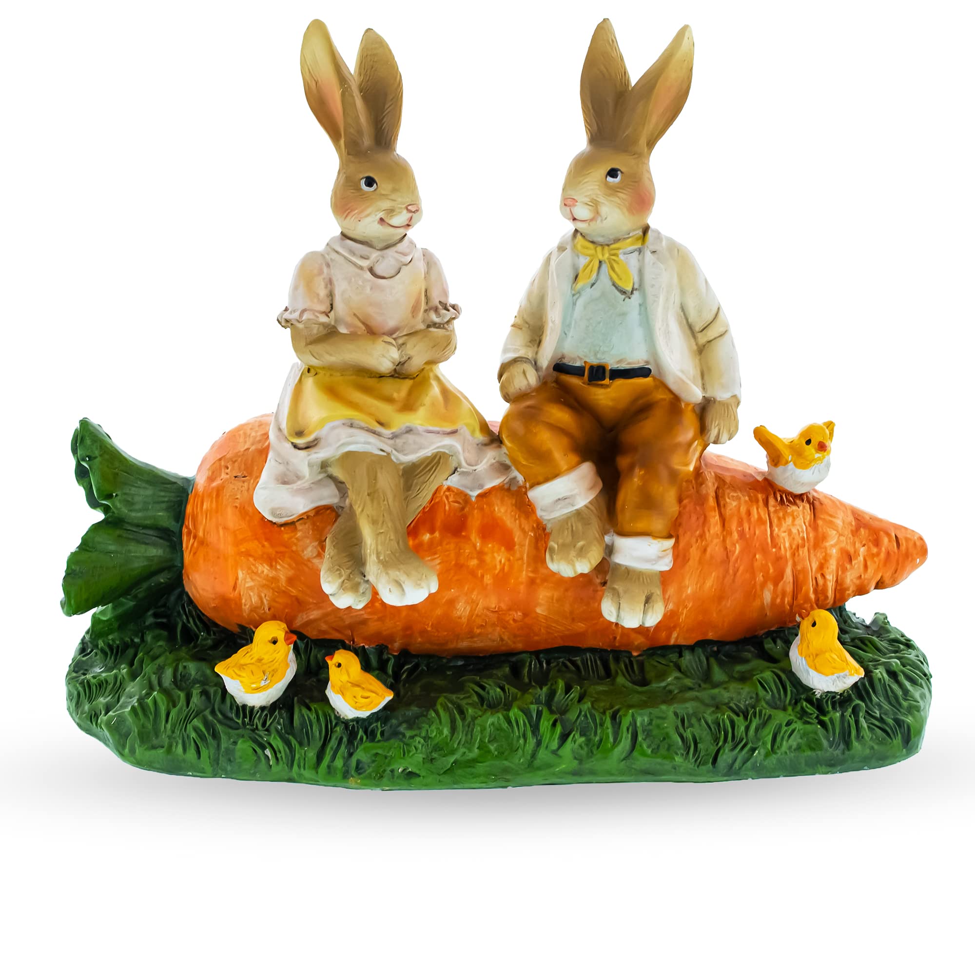 Figurine couple de lapin amoureux en résine peinte à la main