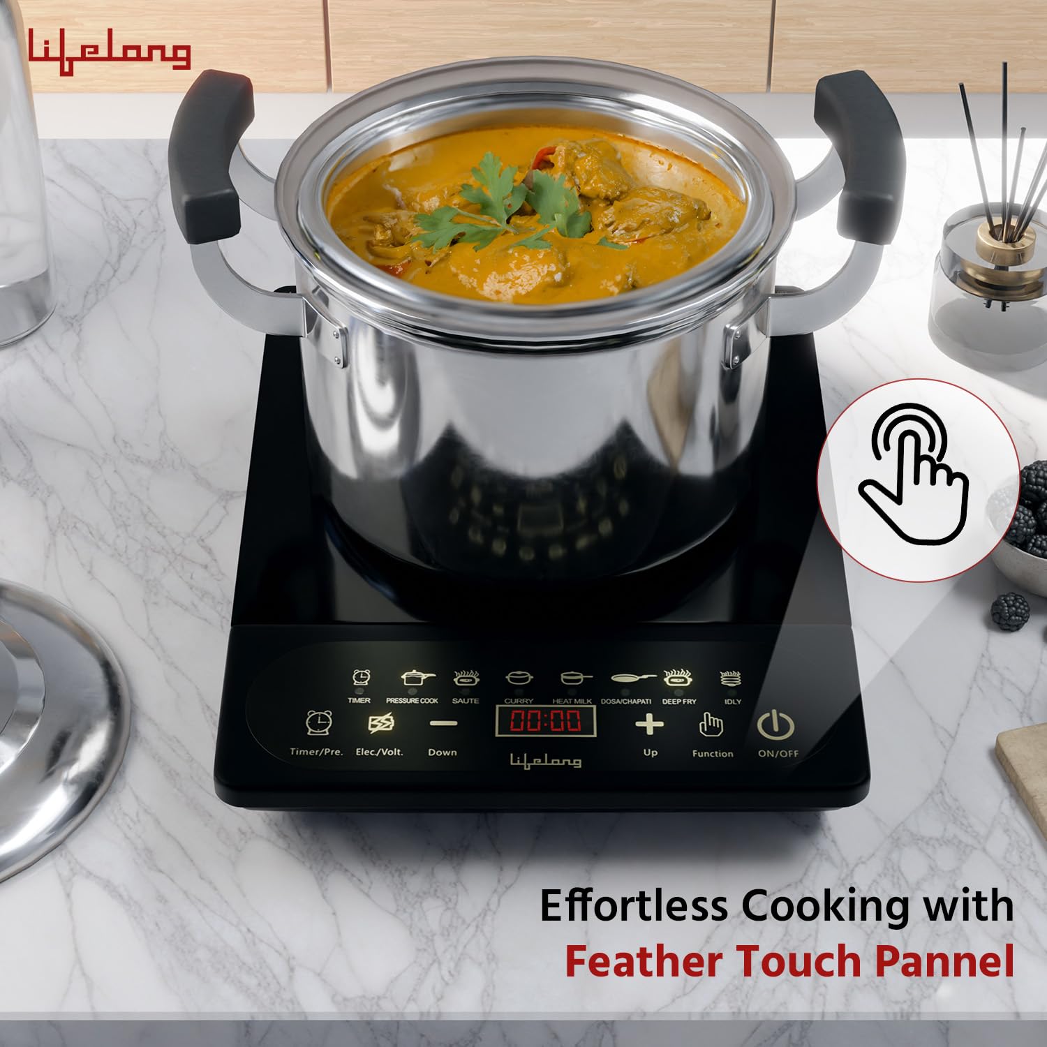 Lifelong 2100 Watt Induction Stove Touch Panel,Upto 5.5KVA Surge Protection,Electric Induction with 7 Preset Indian Menu Options,Auto Shut-Off&Temperature Control,1 Year Manufacturer's Warranty,Black 29 71S+UgRseqL. SL1500
