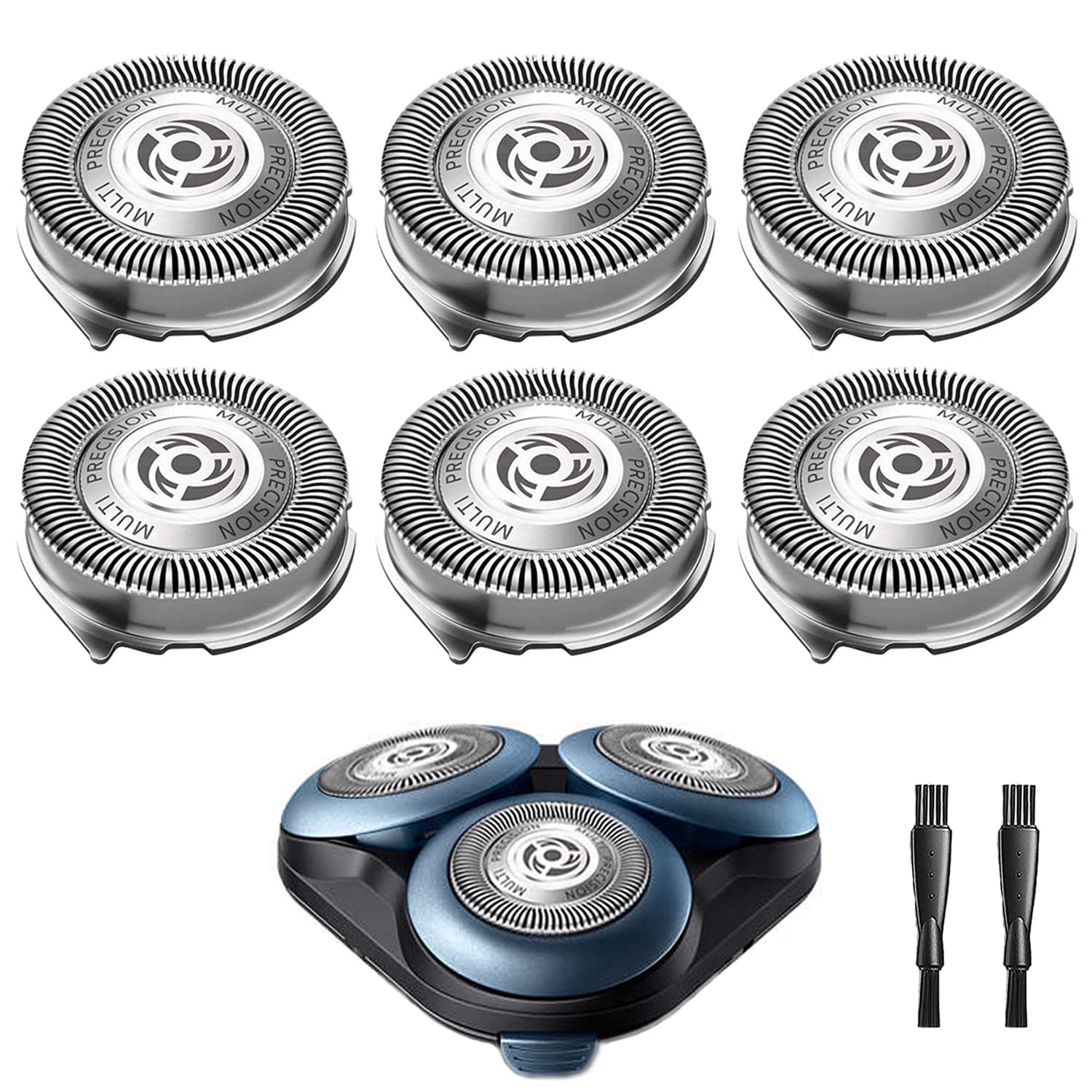 SH50/52 Replacement Heads Compatible with Philips Series 5000 Electric Shavers, MultiPrecision Shaving Razor Heads Fit for 5210 5100 5590 PT730 AT830 Shavers, 6 Pack