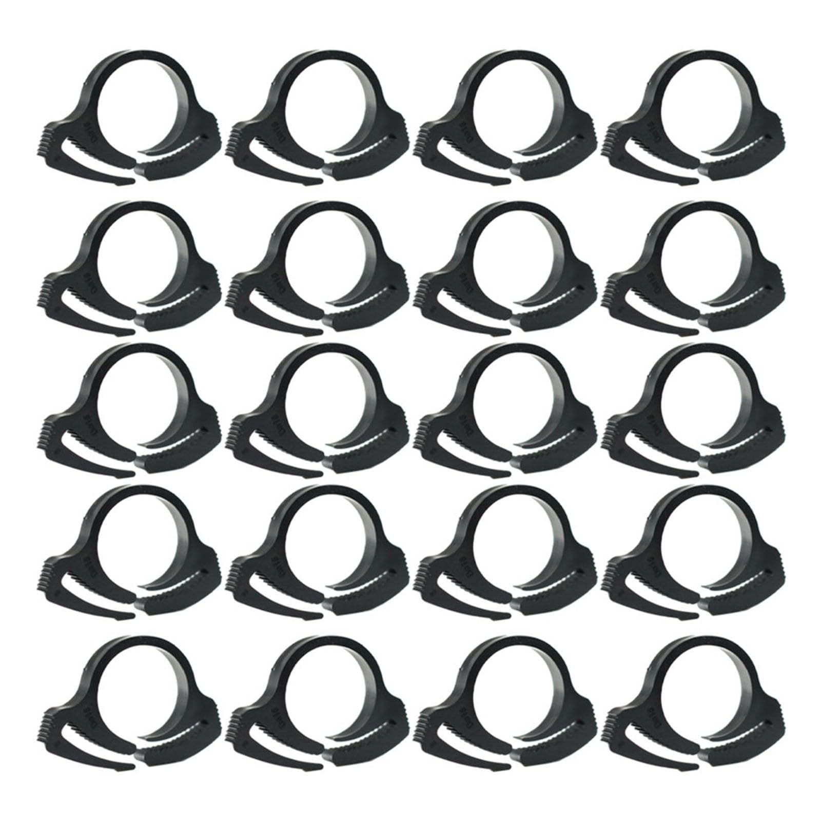 EaseSunny 20pcs Nylon Ratchet Clamps for 16mm & 20mm Garden Hose Pipe, Snap Fit Irrigation Clips, Black Plastic Tube Connectors for Secure Watering Systems
