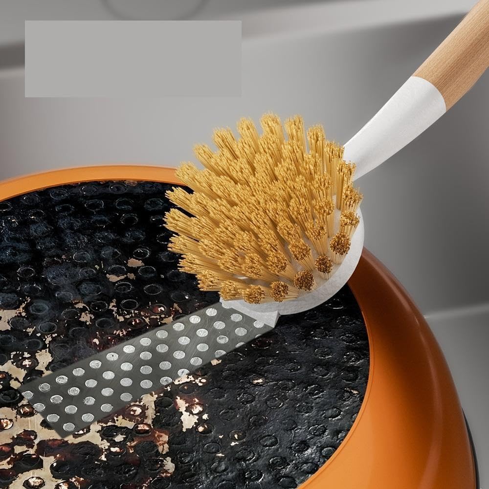 3pcs Plastic Wooden Handle Pot Brush pour Cuisine