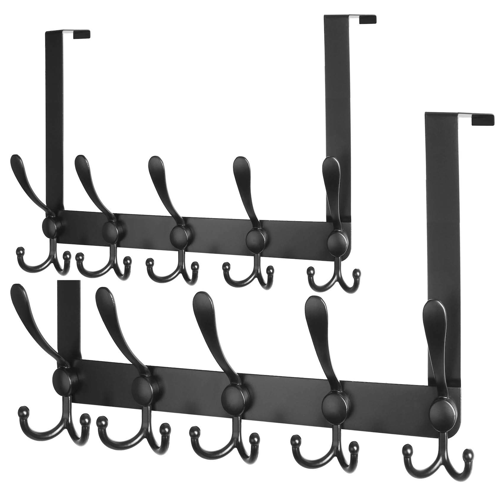 Türgarderobe zum Aufhängen an der Tür, schwarz, strapazierfähig, für Handtücher, Badezimmer, 2 Packungen