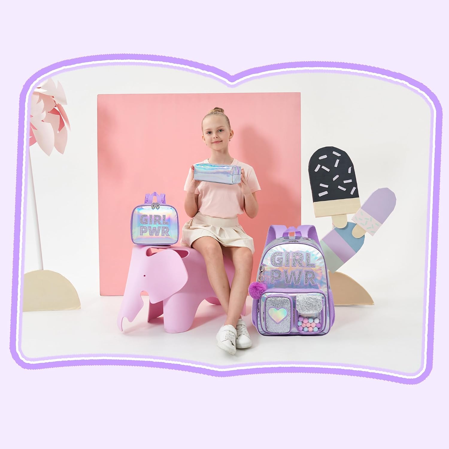 HTgroce Backpacks for Girls School Backpack for Girls Backpacks for Elementary Primary School Bags for Girl Bookbags,Purple