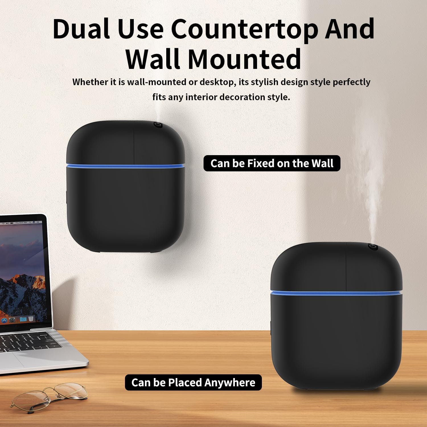 Hotel Scent Diffuser Kit for Home, Includes 2 Premium Oils, Waterless Essential Oil Aromatherapy Diffuser Cover 3500 Sq.ft. App Control,Powerful Nanotechnology System for Large Room Office Spa-Black