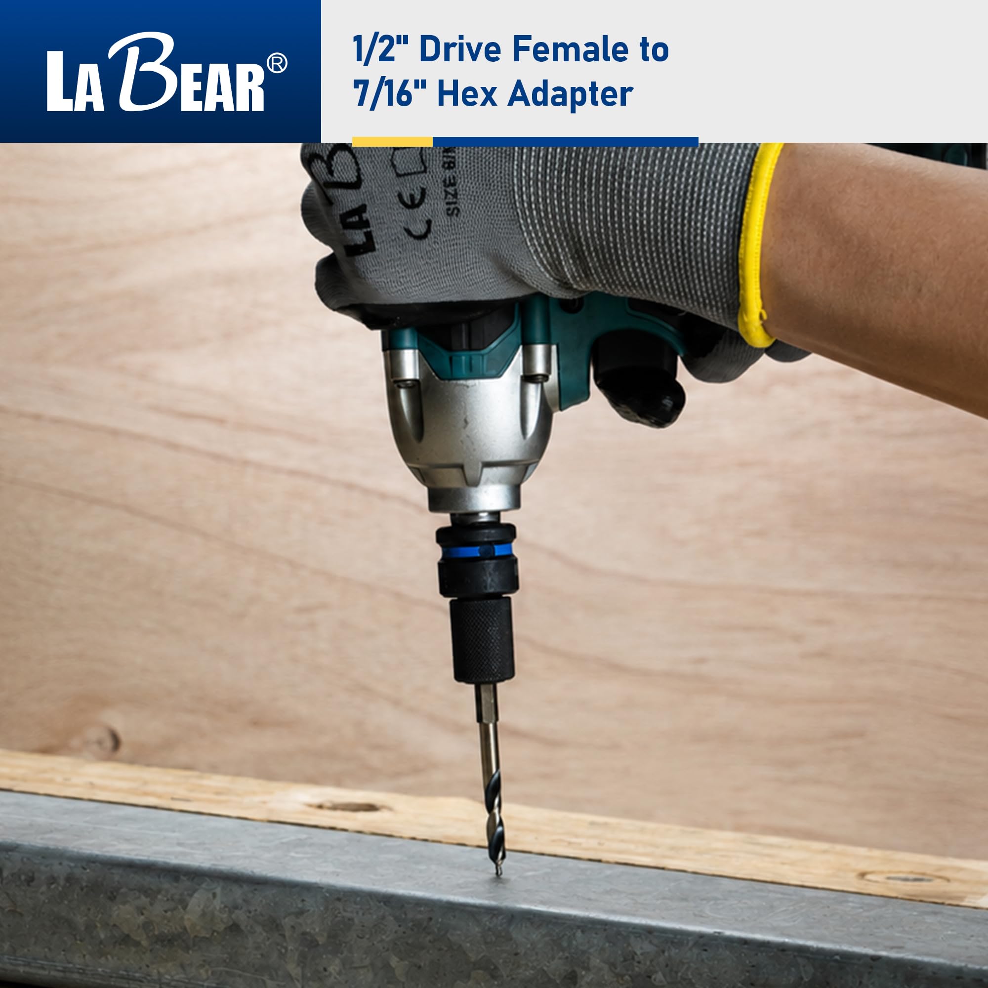 LABEAR TOOL Adapter klucza udarowego, napęd żeński 1/5.1 cm na konwerter sześciokątny 7/40.6 cm, szybkie zwalnianie, uchwyt szybkiej wymiany, adapter do wiertarki udarowej, stalowe klucze grzechotkowe