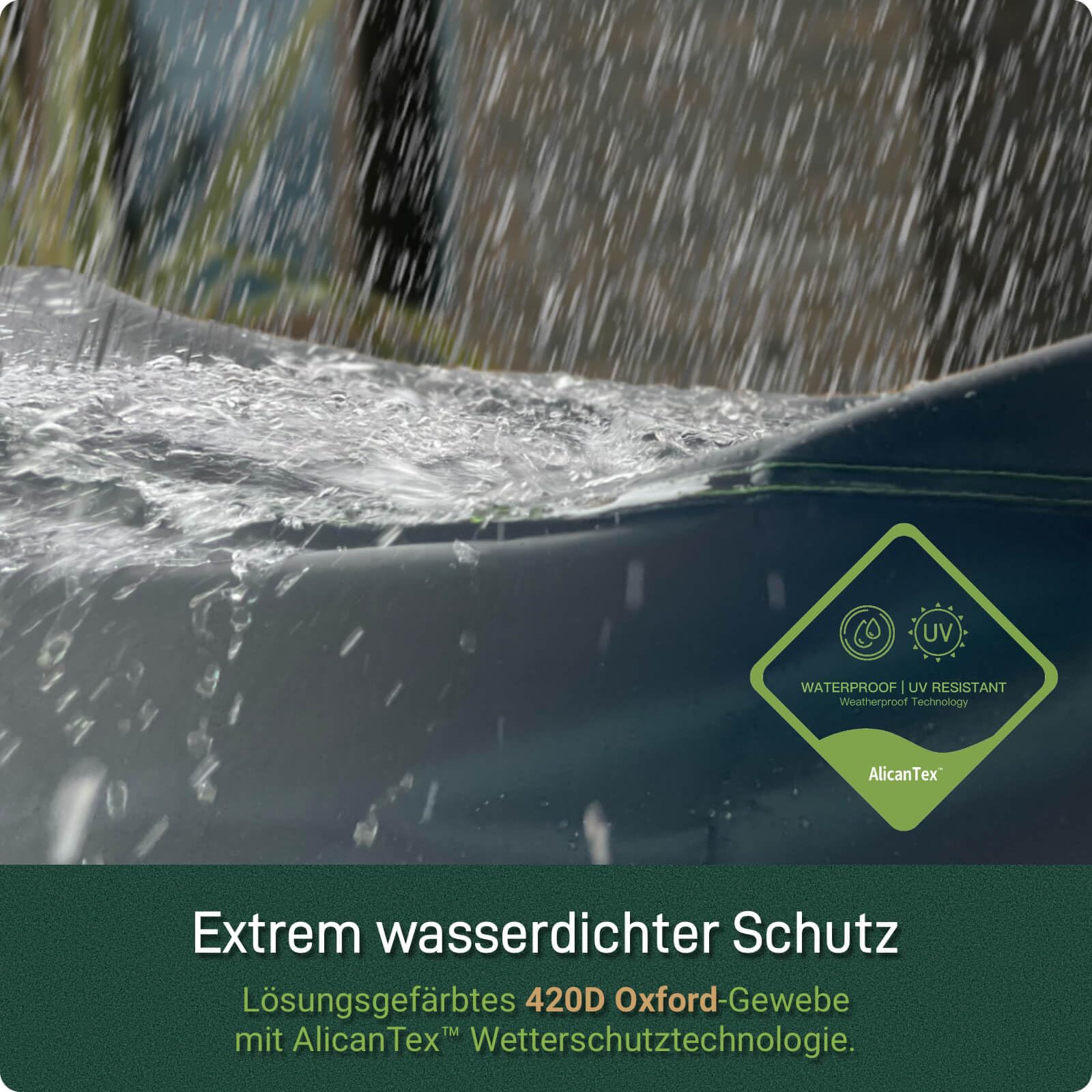 Awnic Sonneninsel Abdeckung Wasserdicht 420D Oxford Stoff, Abdeckplane Sonneninsel Rund Winterfest mit Klettverschluss & Gummizug, Schutzhülle für Sonneninsel Liegeinsel Ø190x90/48cm