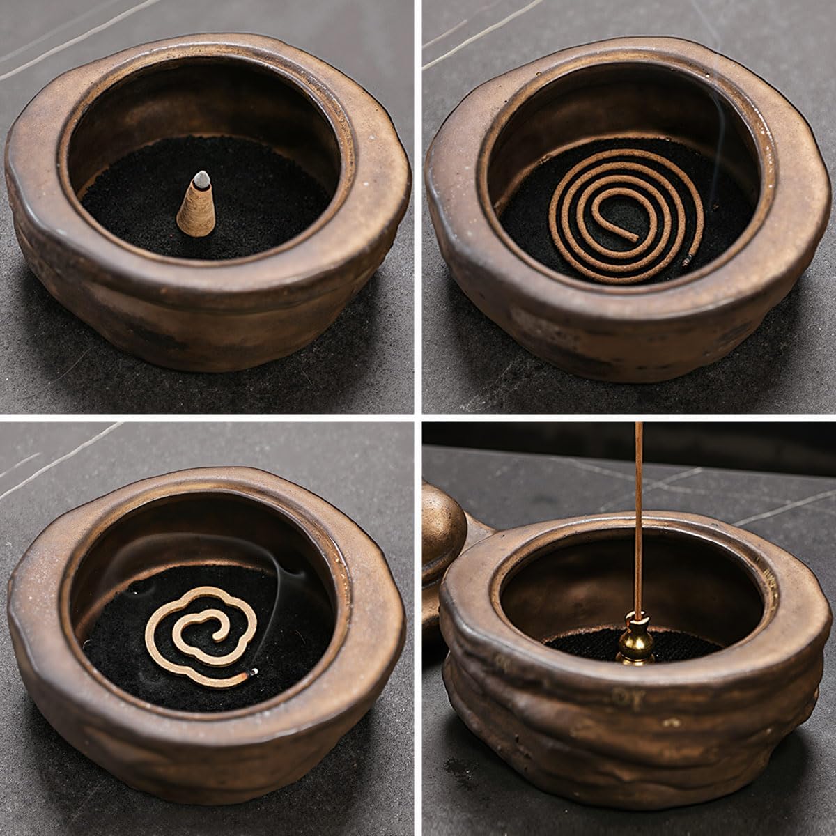 Ceramic Incense Burner for Cone & Coil – Faceless Buddha Statue for Protection, Evil Spirit Cleansing & Zen Meditation, Home Decor to Ward Off Negativity