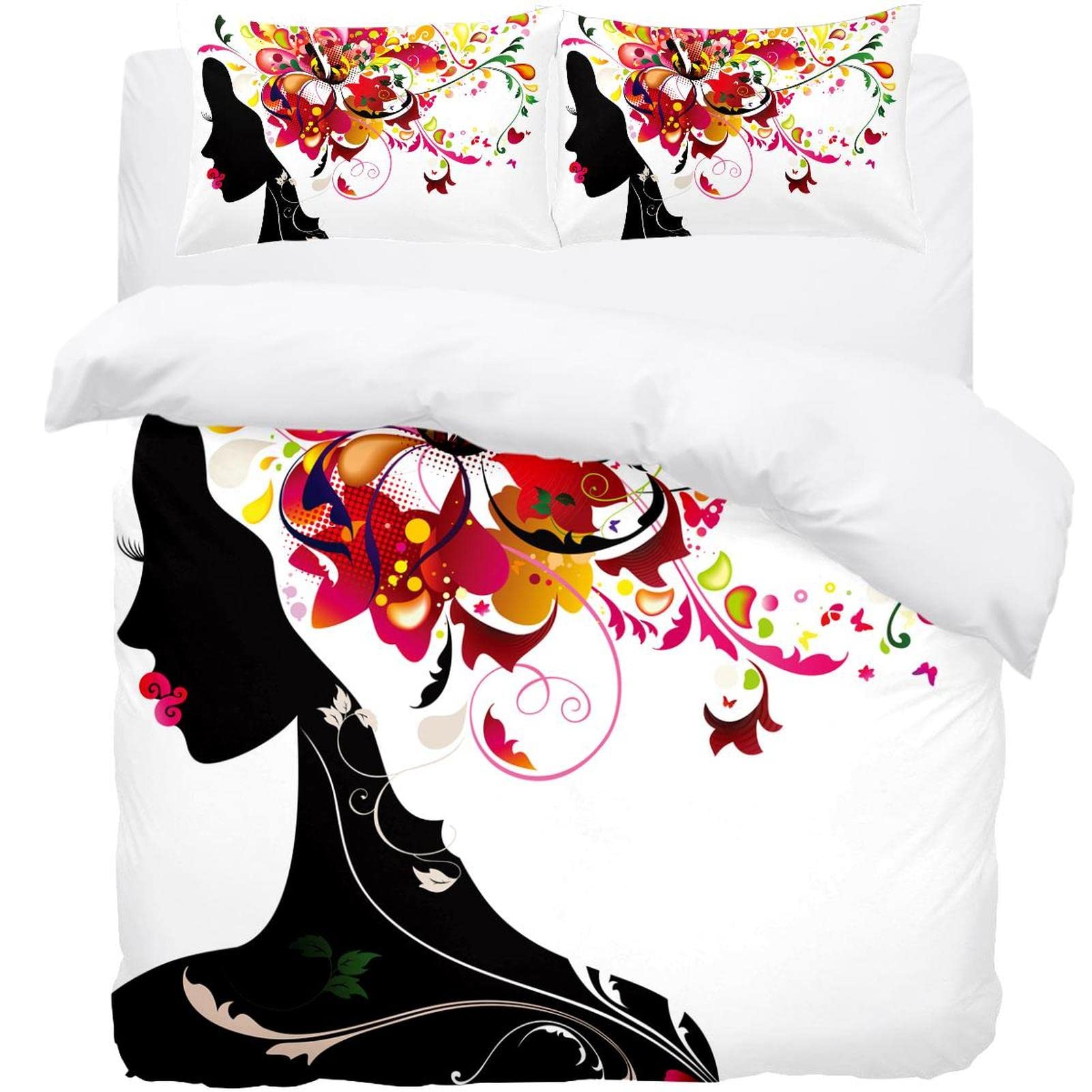 Housse de couette fille chaude 140x200 avec 2 taies d'oreiller pour linge de lit enfant