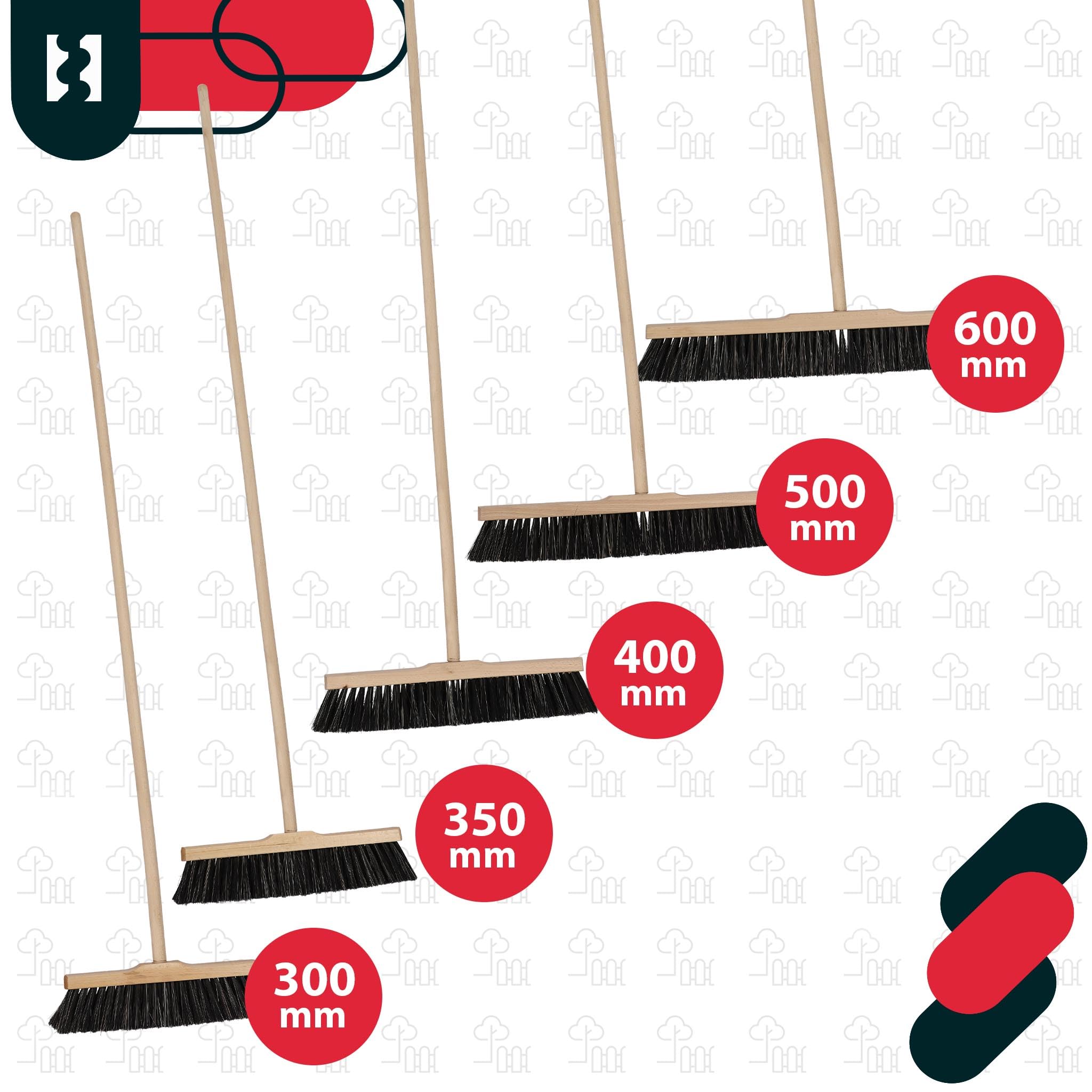 KOTARBAU® Scopa con Manico - 30 cm - scopa da esterno - Scopettone Industriale - spazzolone industriale - Marrone - per Esterni e Interni - per Giardino - Casa - Ufficio