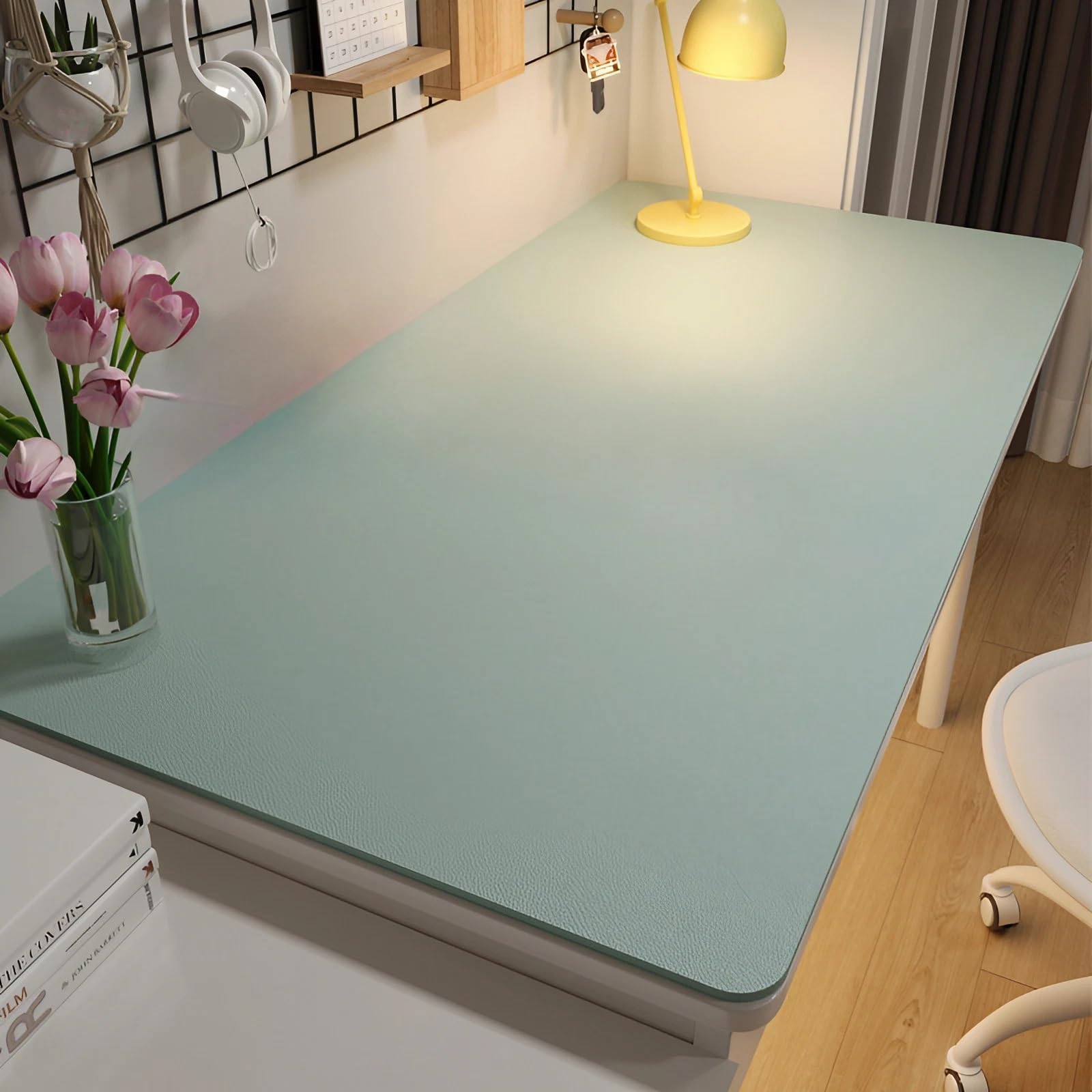 PU Leather Desk & Table Top Protector Mat, Non-Slip Surface Large/Small Waterproof Desk Mat for Keyboard, Mouse & Makeup Dressing Table(Light Blue,30 x 60 cm)