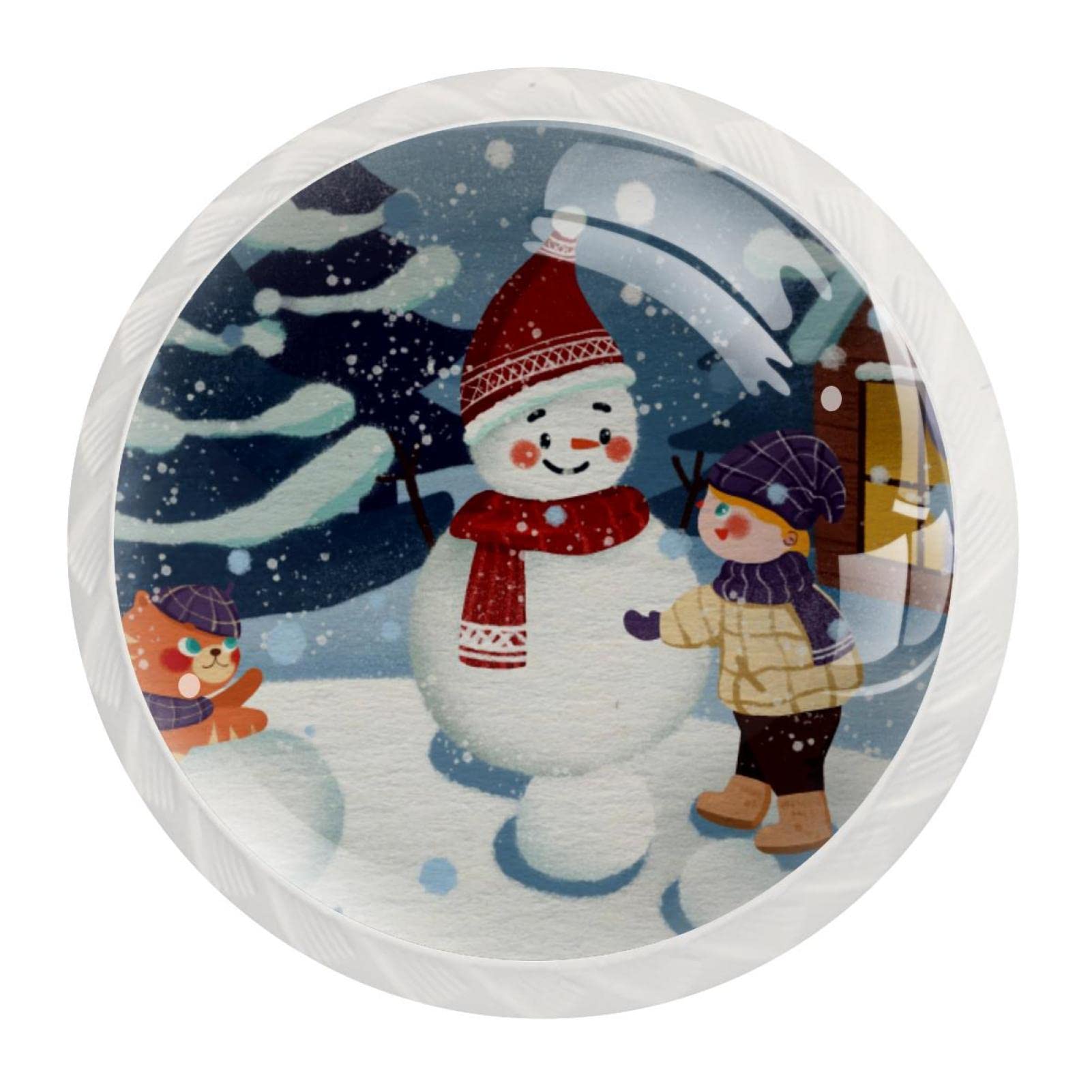 Boutons d'armoire lot de 12 pièces avec motifs graphiques originaux chat et hiver