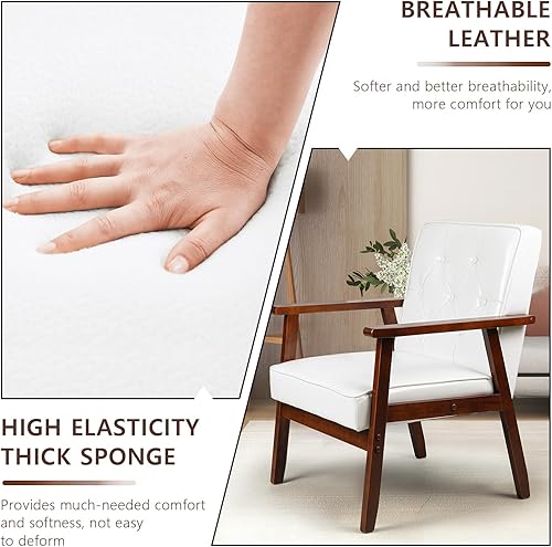 Miniatura 5 de OFIKA Juego de 2 sillas decorativas, tapizadas y gruesas, sillón de lectura retro con cojín suave, sillón de salón para sala de estar, dormitorio,