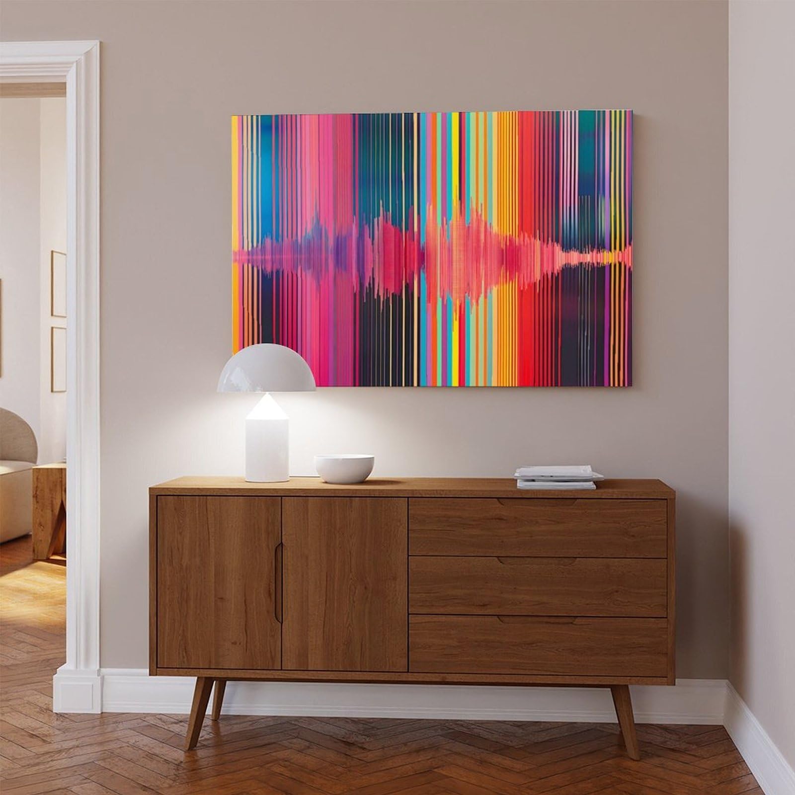 QIOTBVV Arte astratta colorata delle onde musicali, poster su tela, decorazione per camera da letto, paesaggio per ufficio, camera da letto, regalo, 61 cm L x 91,4 cm W