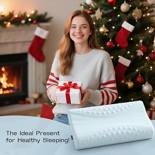 Miniatura 6 de Almohada de contorno de espuma viscoelástica, almohada cervical refrescante para dormir, diseño ergonómico patentado de 2 alturas, almohada de