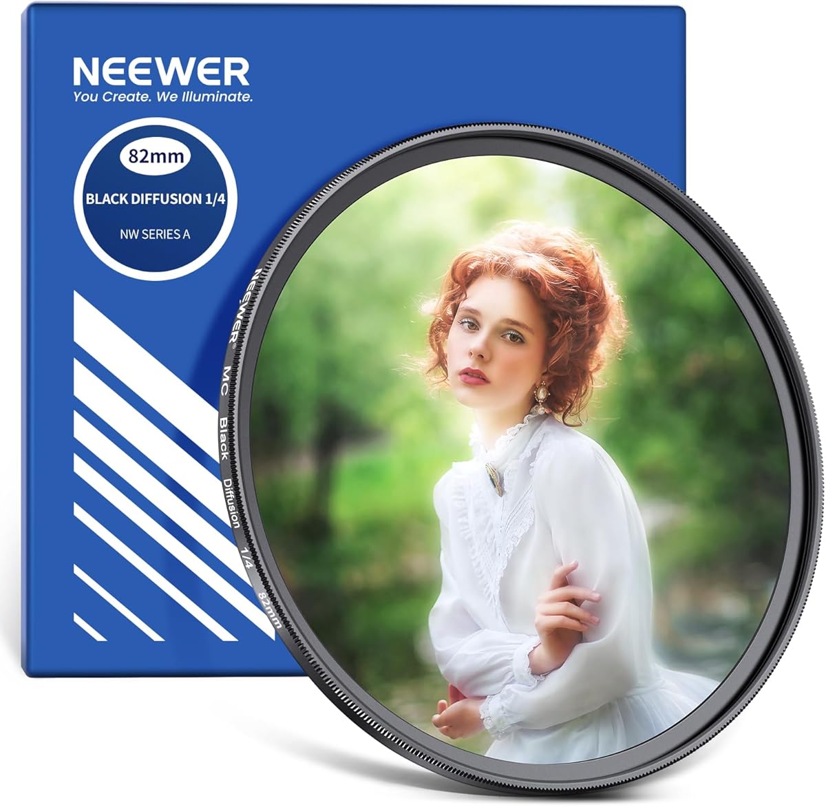 NEEWER 82mm Black Diffusion 1/4 Filter Dreamy Soft Cinematic Effect Filter Ultra Slim Water Repellent Scratch Resistant Optical Glass Multiple Nano Coatings for Video/Vlog/Portrait Photography
