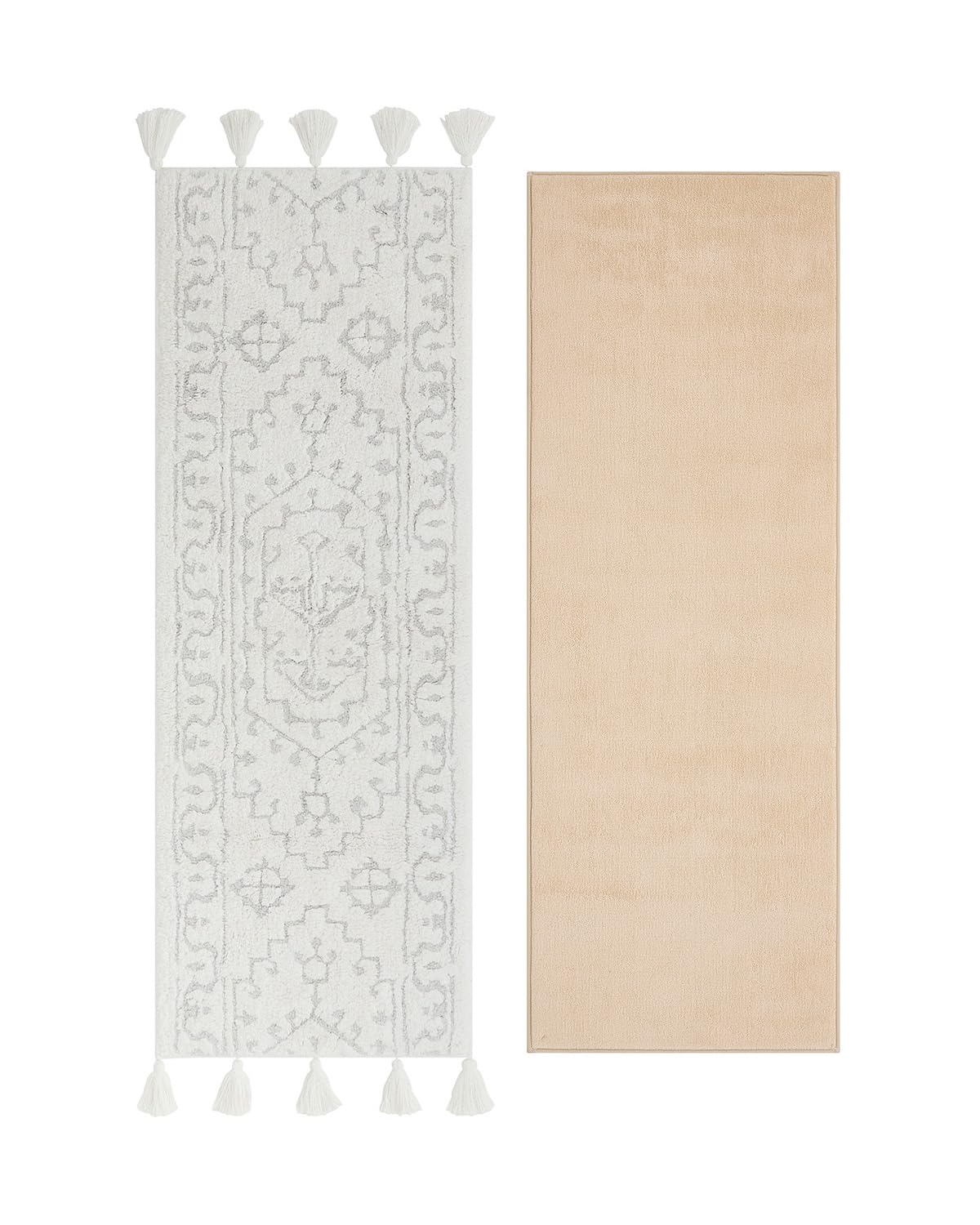 House of Noa The Arden Wisp 21x58 Bath Mat 19 5x56 5 Liner Set Plush Cotton Non Slip