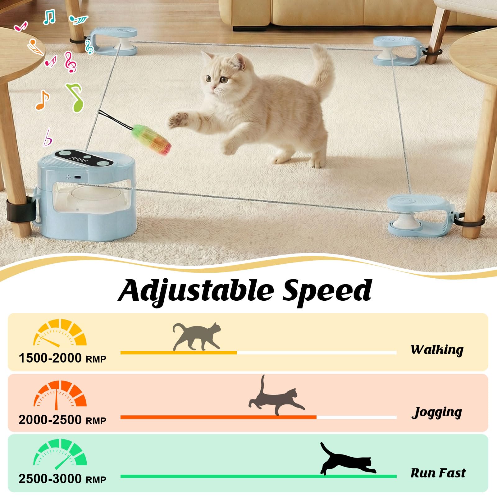 jianyana Interaktives Katzenspielzeug mit Fernbedienung, 4 einstellbare Geschwindigkeiten, automatische und manuelle Modi, langer Akku, wiederaufladbares Katzenlaufband, Indoor-Katzen, Langeweile