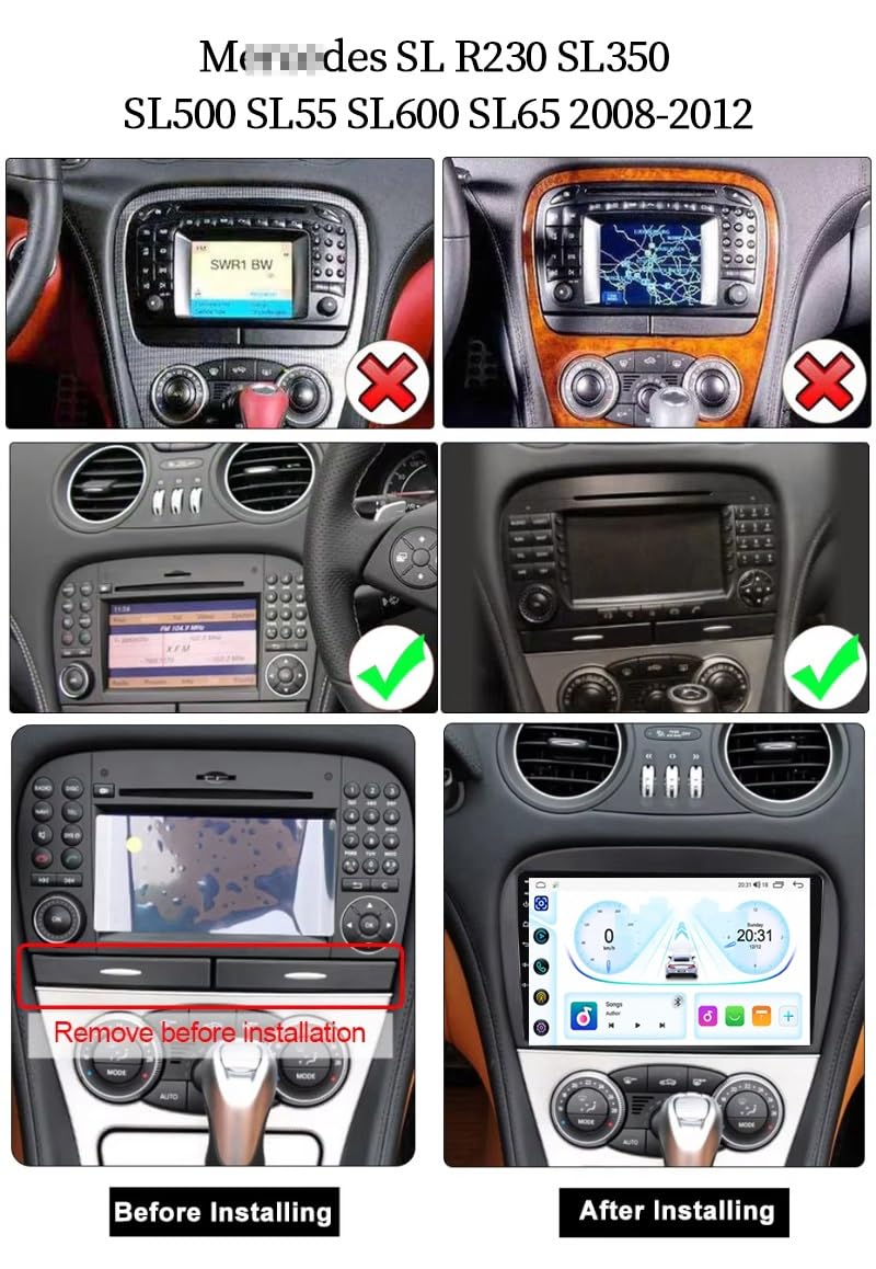 9-calowy dotykowy radio GPS dla SL R230 SL350 2008-2012, obsługuje BT WiFi Mirror Link 4G sterowanie z kierownicy(HM604 4 Core Wifi 2+64GB)