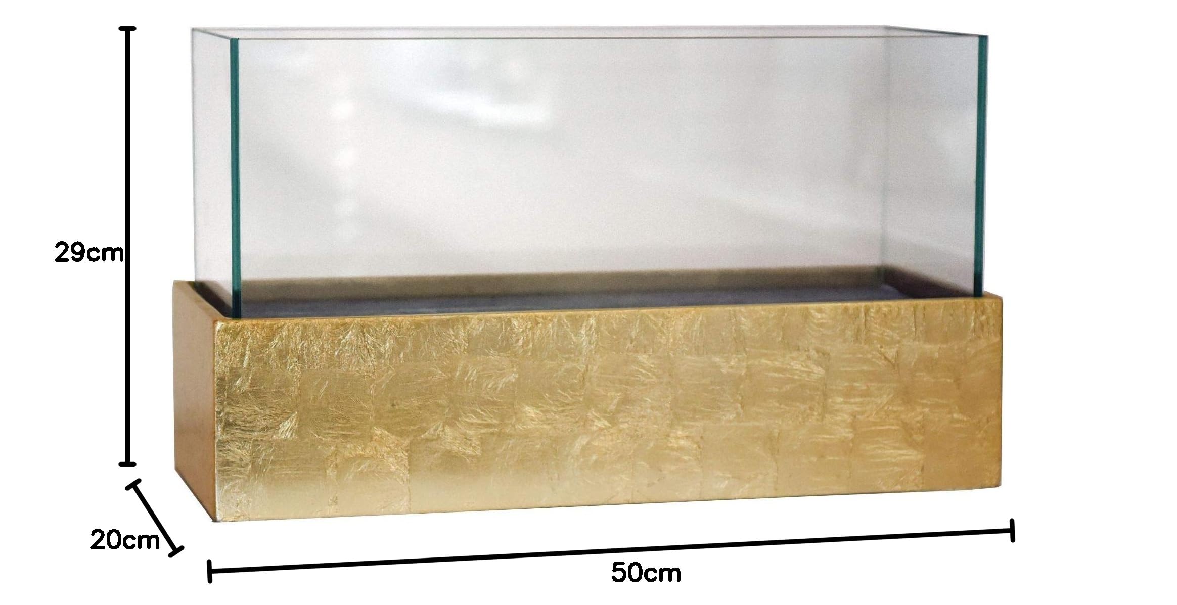 Portacandela decorativo VIVANNO CANDELITO - Rettangolare, oro lucido, 50x20x29
