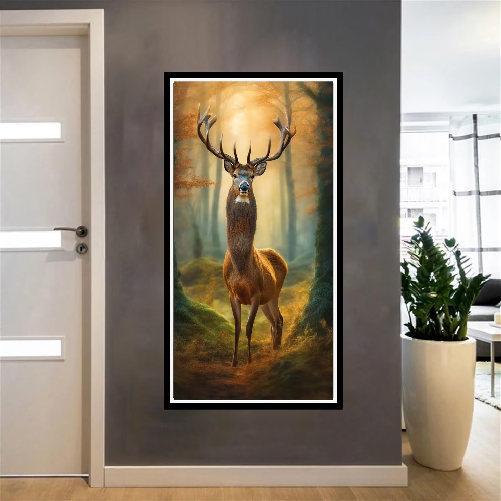 DIY Cerf Forêt Peinture Diamant, 5D Diamant Painting Adultes, Broderie Diamant Painting Kit Complet, Puzzle Diamant Strass Point De Croix, Pour Accueil Décor Noël Diamond Art Painting 20x30cm HS-2371