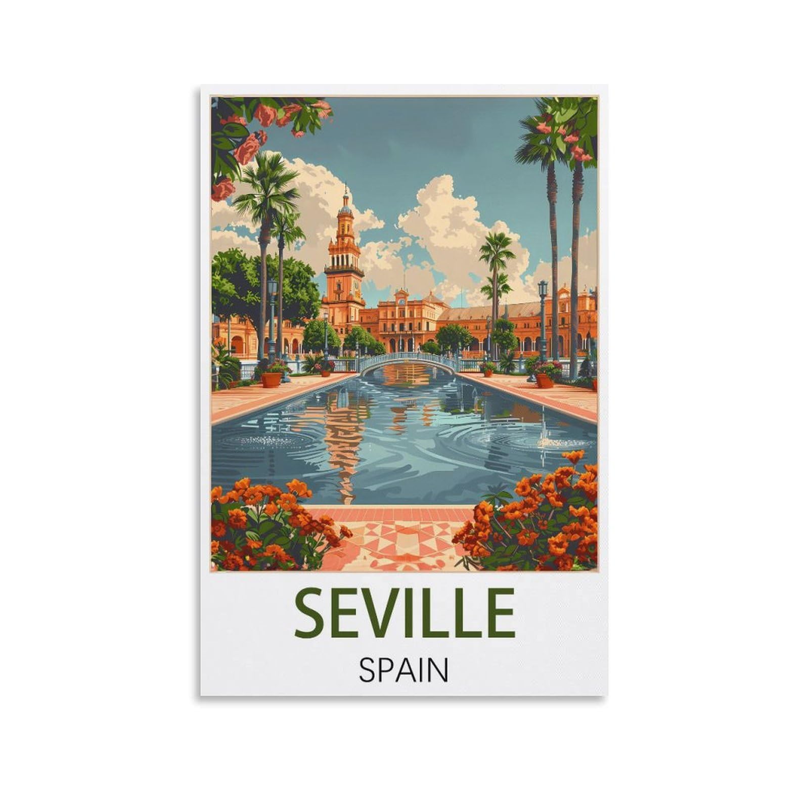 ZBBGGOZ Seville Spain Vintage Travel Poster 08x12inch(20x30cm) Canvas Wall Posters And Art Picture Print Modern Family Bedroom Decor