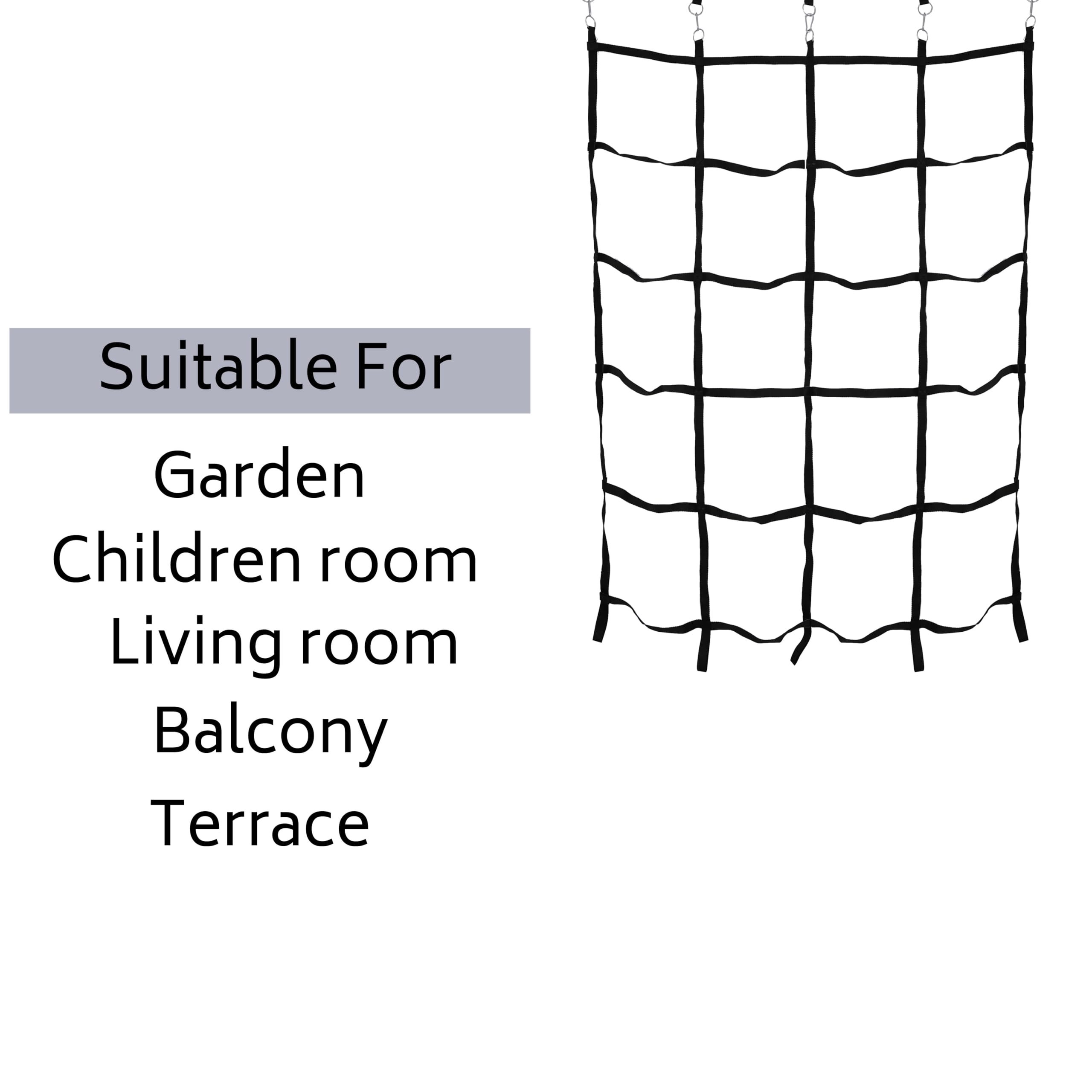 VIXERA Climbing Cargo Net, Ninja Warrior Obstacle Course for Kids, Rope Net Ladder Monkey Bars for Rock Wall Jungle Gyms Playground Ribbon Training for Indoor and Outdoor Swing Set Tree House(5 Strip) - Image 7 thumbnail