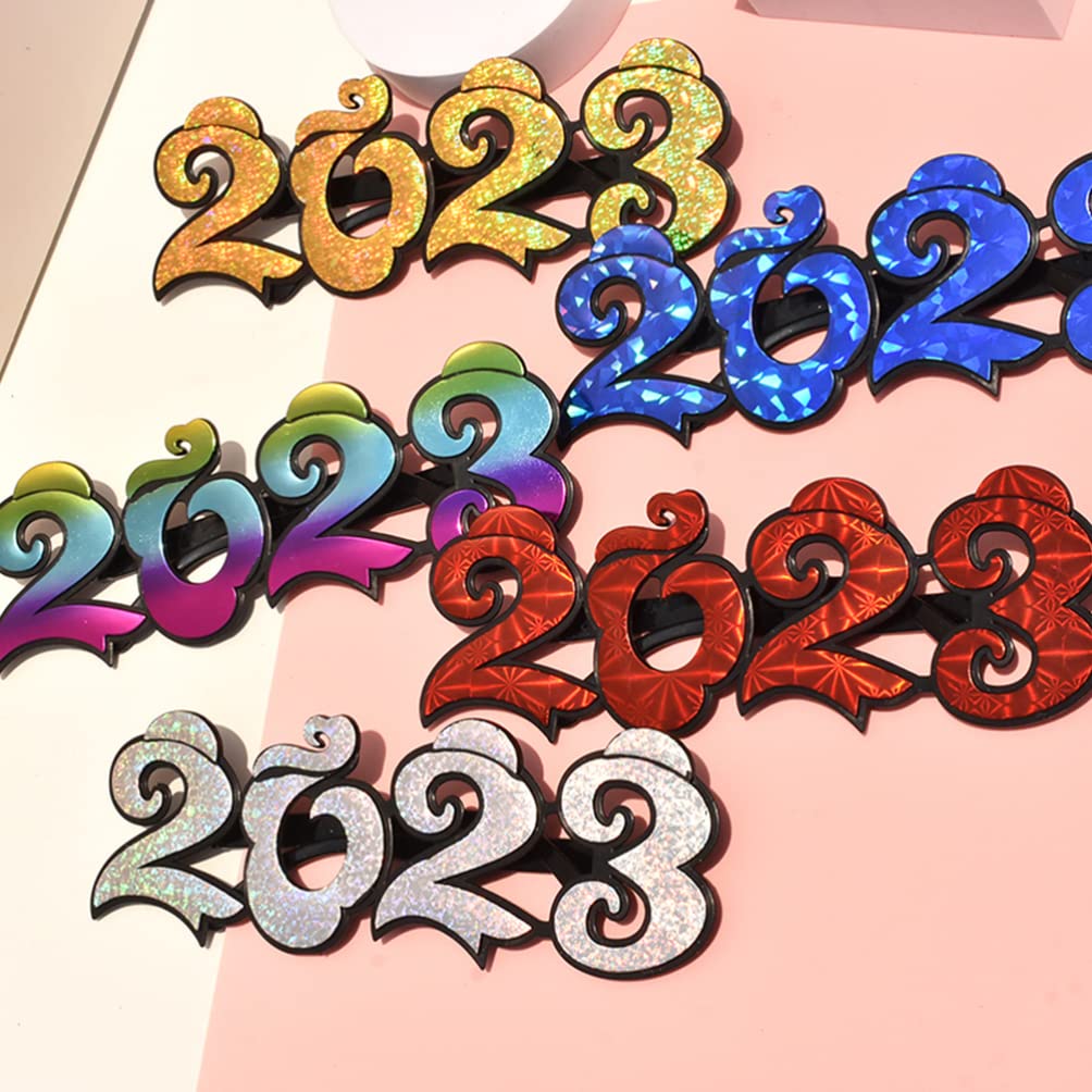 PRETYZOOM 5Pcs 2023 Eyeglasses Glitter 2023 Number Glasses 2023 Sunglasses Eyeglasses for 2023 New Years Eve Party Supplies