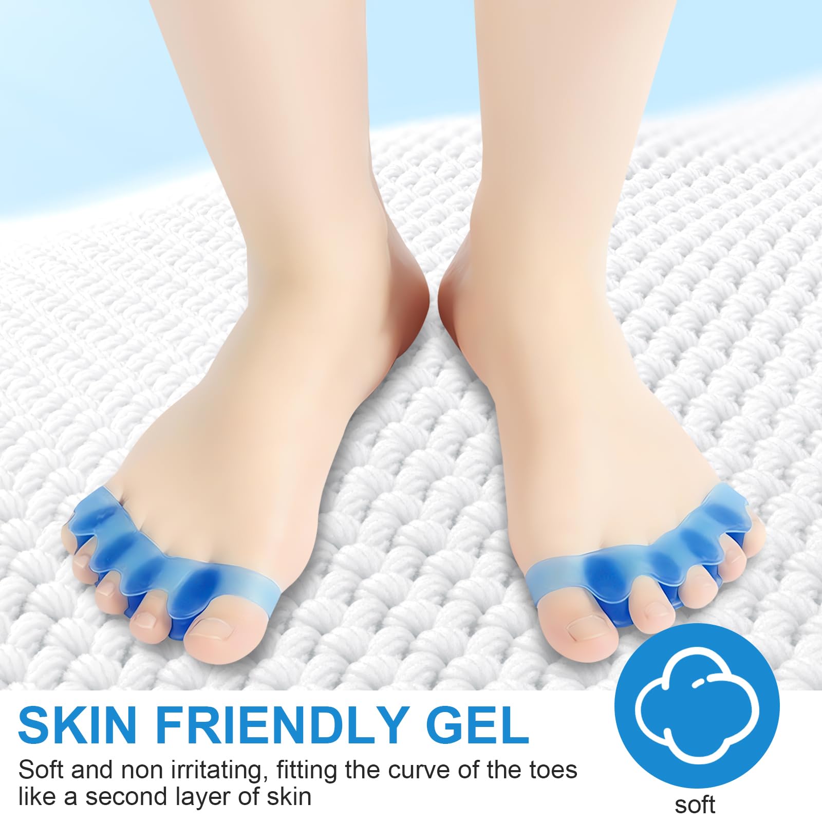 Separatore Dita Piede, 4 Pezzi, Barelle in Gel per Dita del Piede Sovrapposte, Separadita Piedi Silicone Per Ripristinare Le Dita Dei Piedi