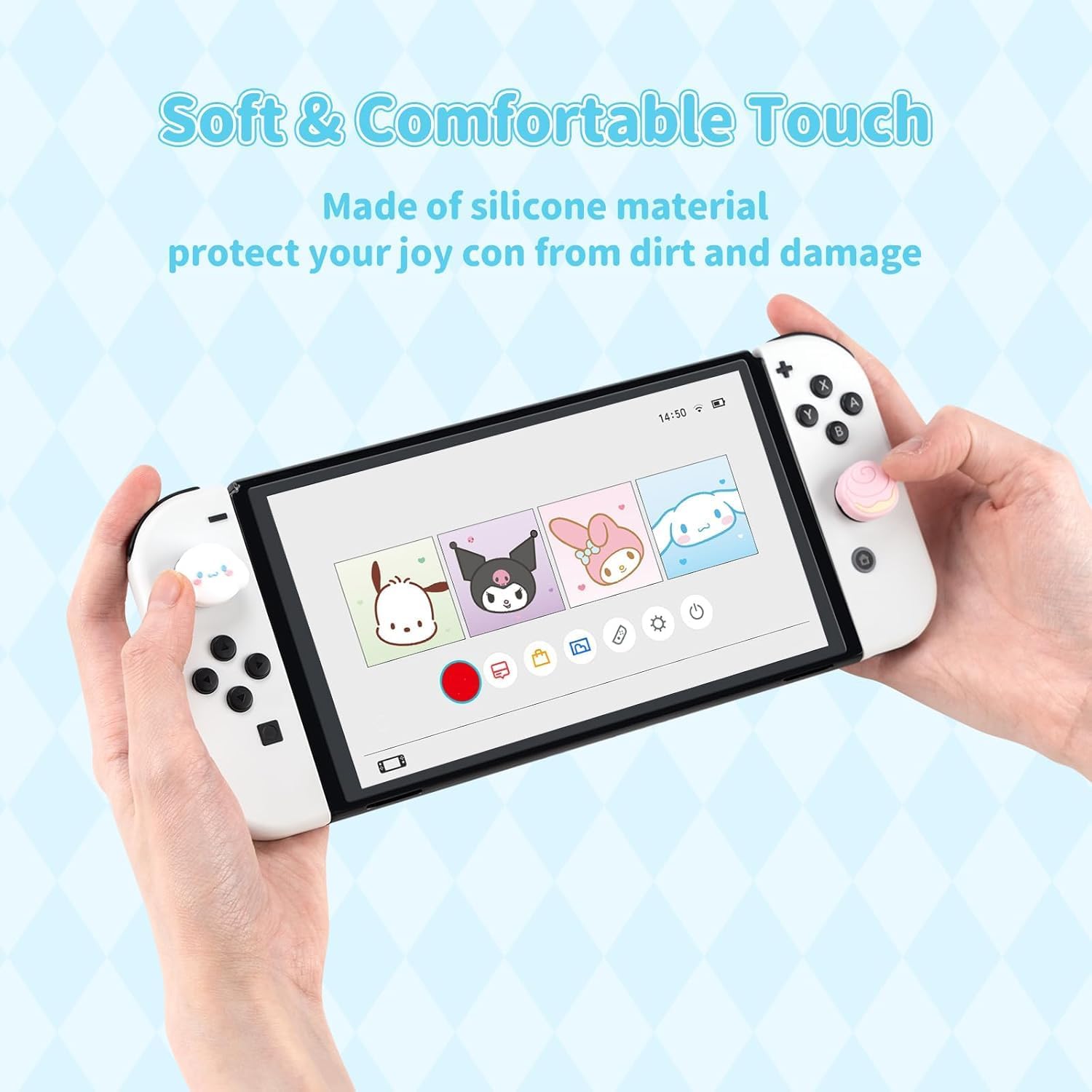 Switch Thumb Grip Caps,4PCS Soft Silicone Joystick Cover,Cute Analog Stick Cap Compatible with Switch/OLED/Lite - Image 4